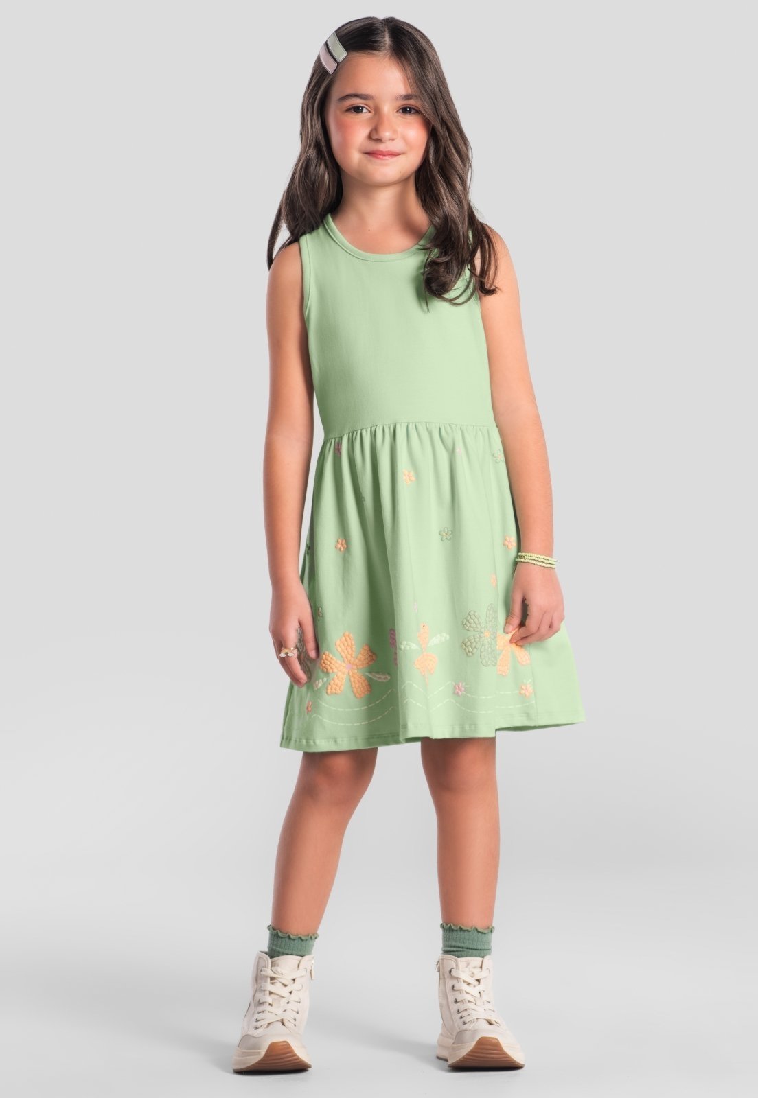 Infantil - Vestido menina floral com glitter Brandili