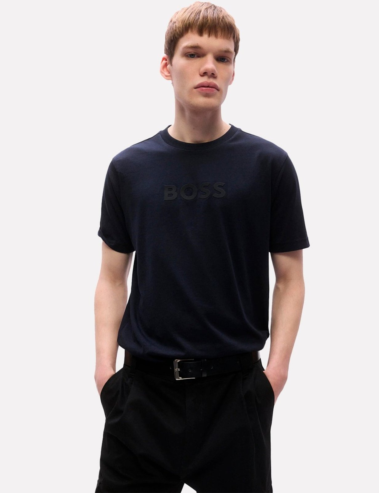 Camiseta Hugo Boss Masculina Regular TS_Logo Azul Marinho