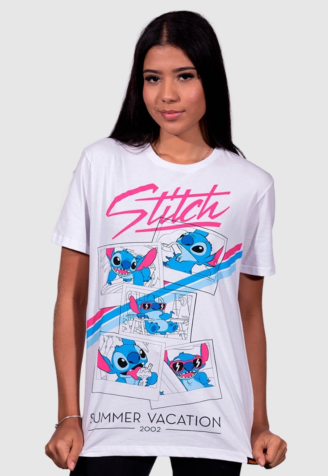 Camiseta Piticas Disney Stitch Summer Vacation Branco
