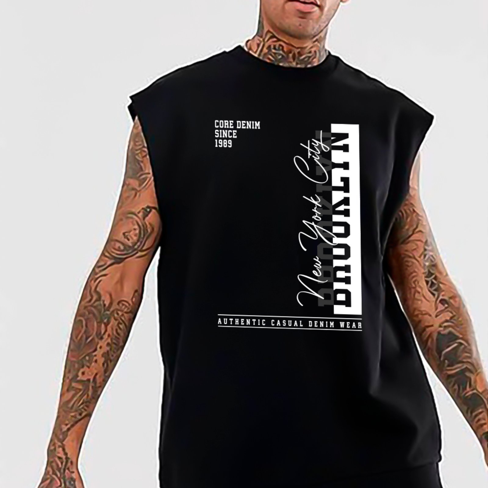 Camiseta Regata Machão Ousy Brooklyn New York City Treino Oversized Masculina Preto