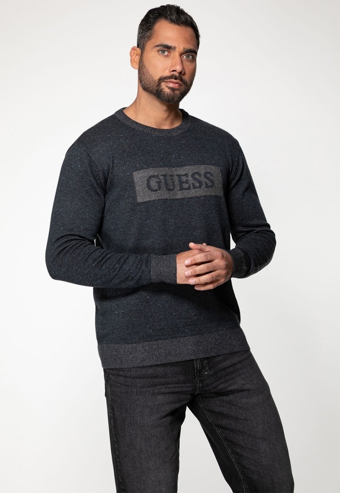 Blusa de Tricot Logo Azul Escuro