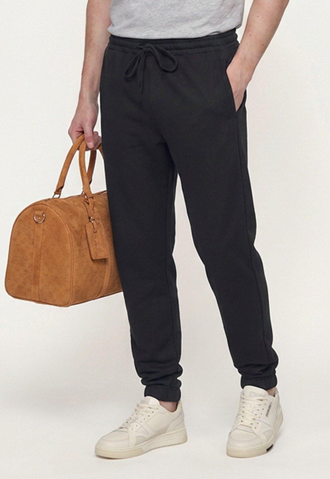 Calça Moletom Masculina Reta Conforto Cintura Elastico Preto