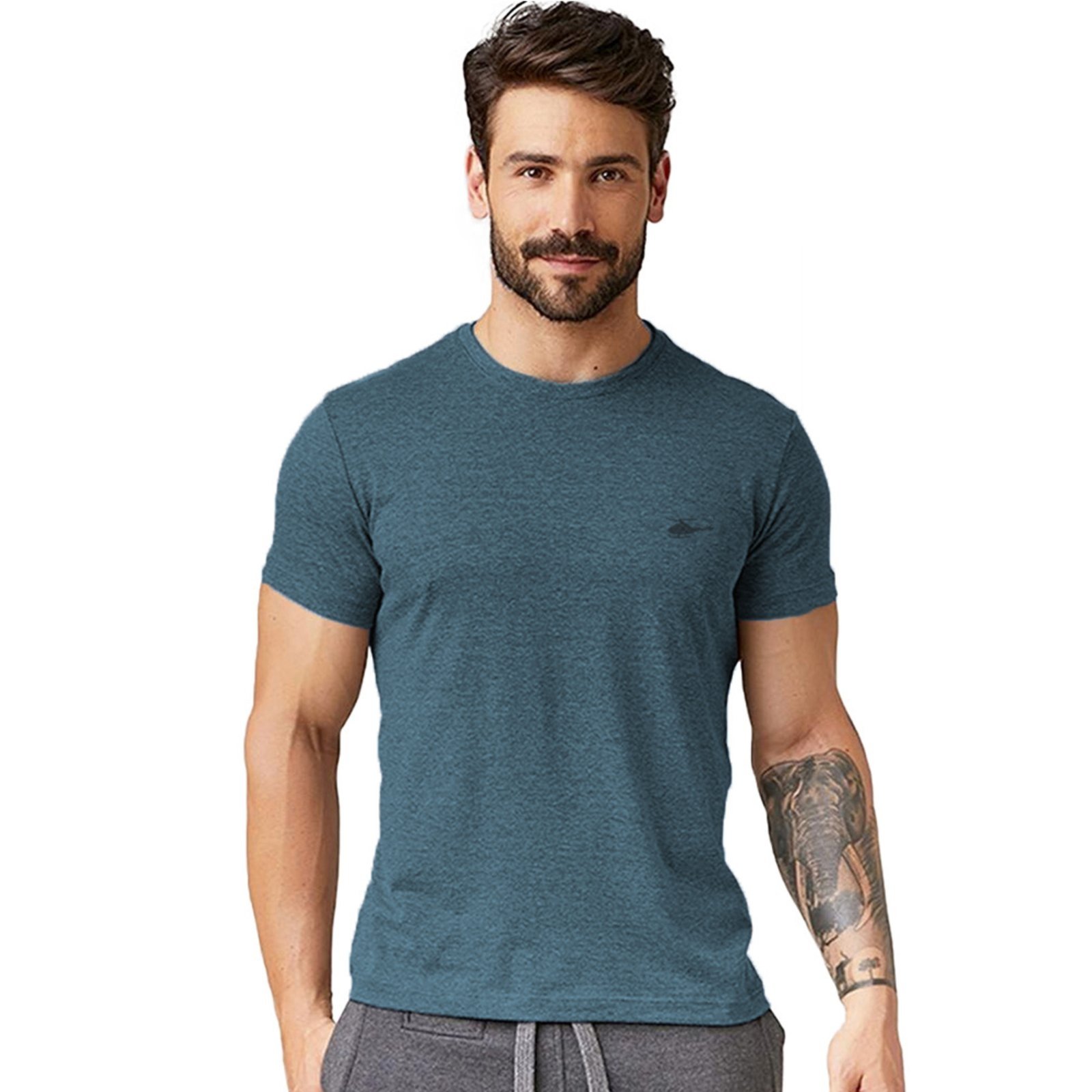 Camiseta Masculina Sallo Gola O Básica Premium Misto Laguna