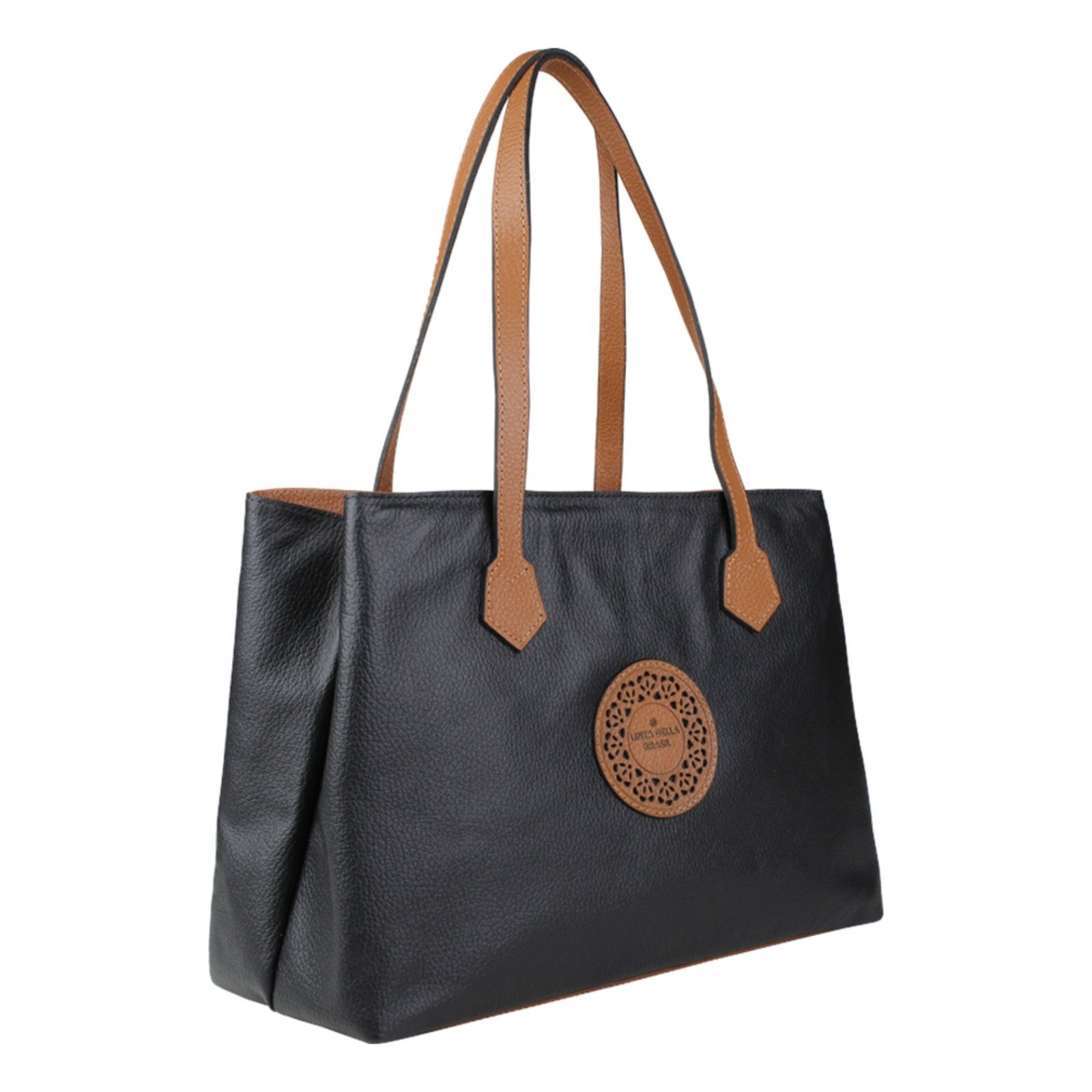 Bolsa feminina em couro Linea Bella 5225 Preto