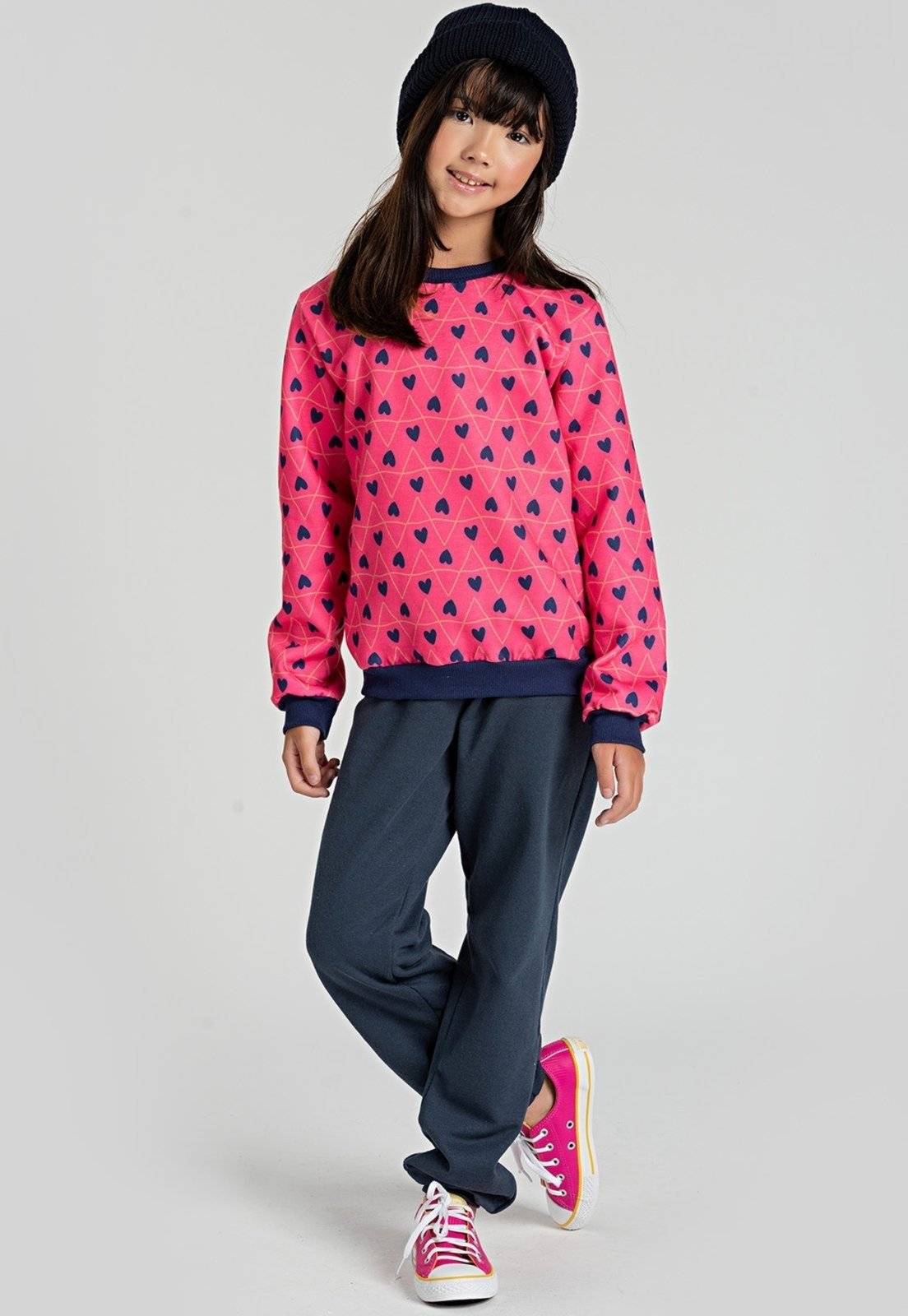 Vista 2 Infantil - Conjunto Corações Menina VIDA COSTEIRA rosa VIDA COSTEIRA rosa