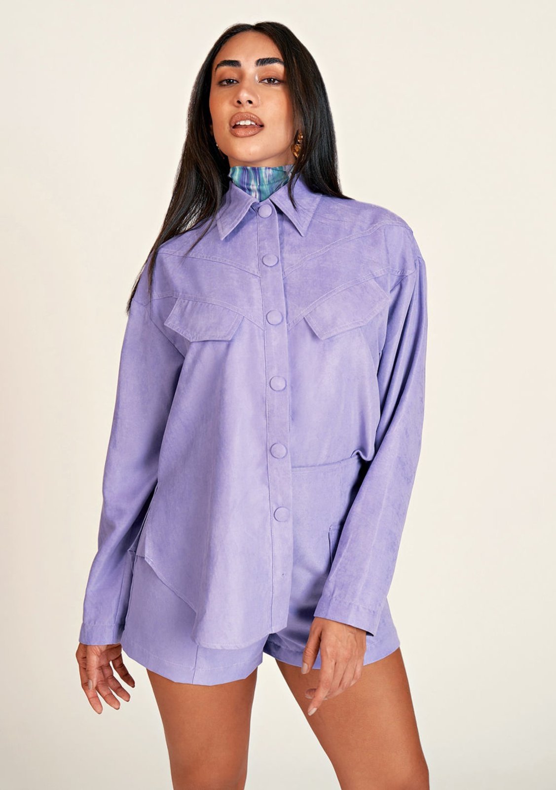 Camisa Zinco Manga Longa Over Lilás