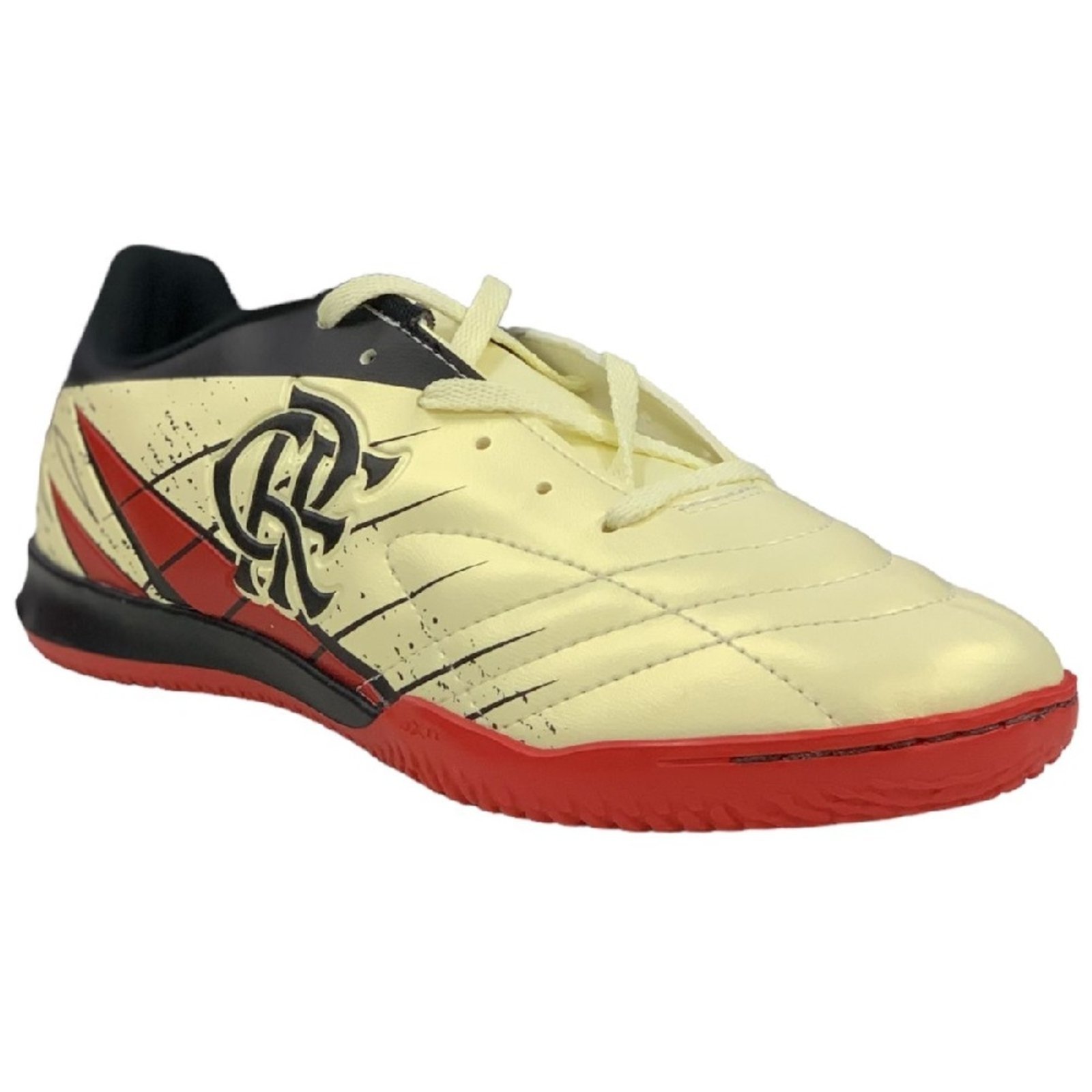 Vista 3 Chuteira Flamengo Oxn Avanti 3 Futsal Adulto Pro PVC 2 Vermelho/Preto bege OXN bege