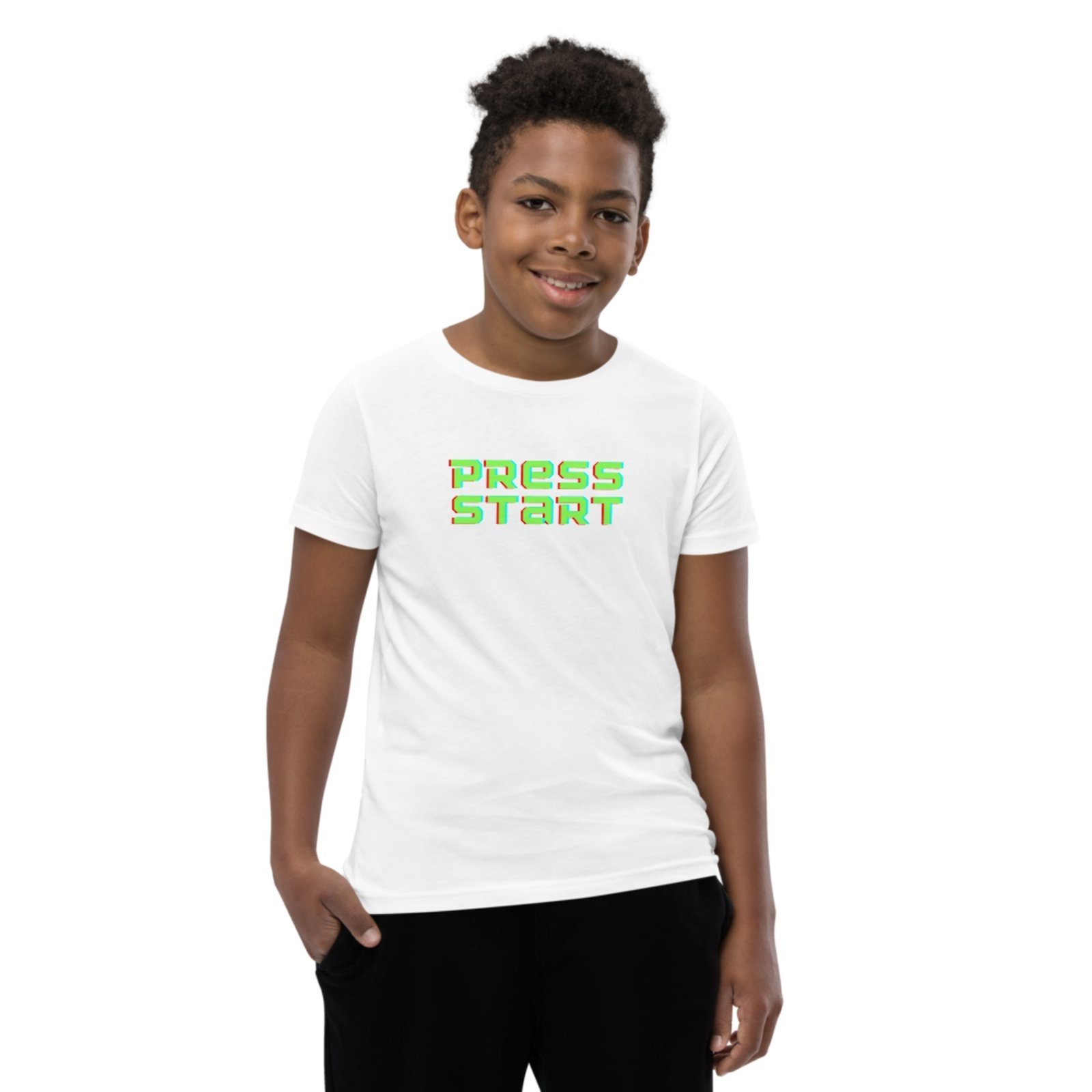 Infantil - Camiseta Blusa Manga Curta Urbania Algodão branca estampa press start