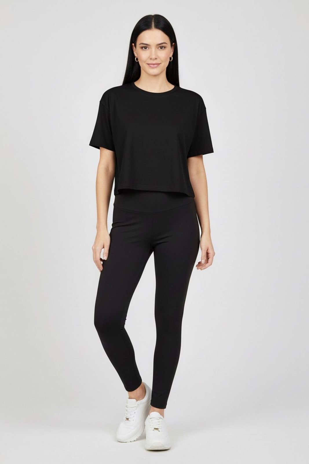 Vista 3 Blusa Feminina Básica Manga Curta Marialícia preto