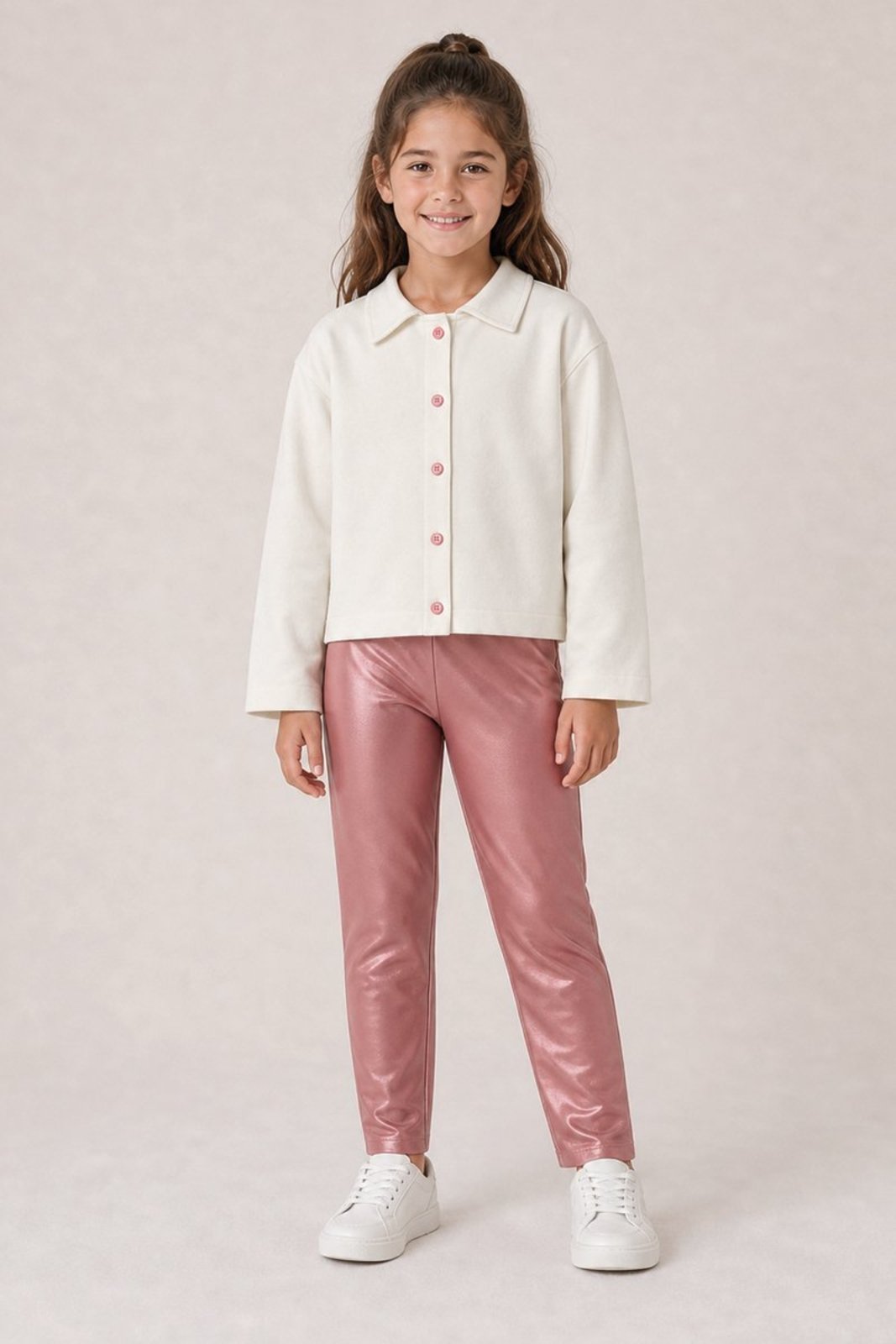 Infantil – Conjunto Bugbee Menina em Molecotton e Cirrê Off White
