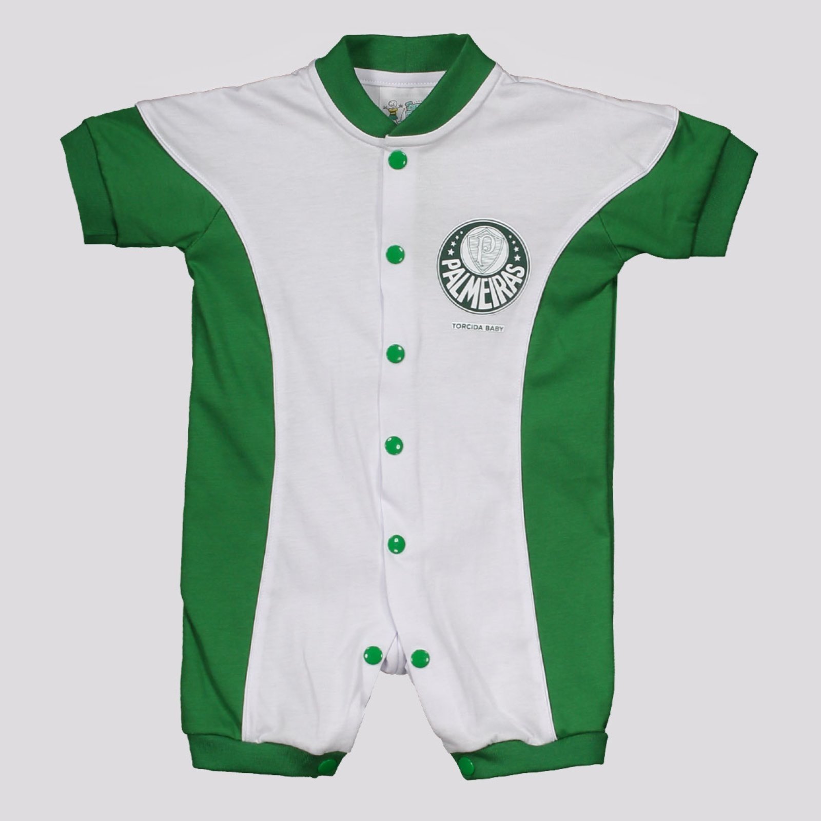 Macacão Palmeiras Curto Colorido Branco e Verde