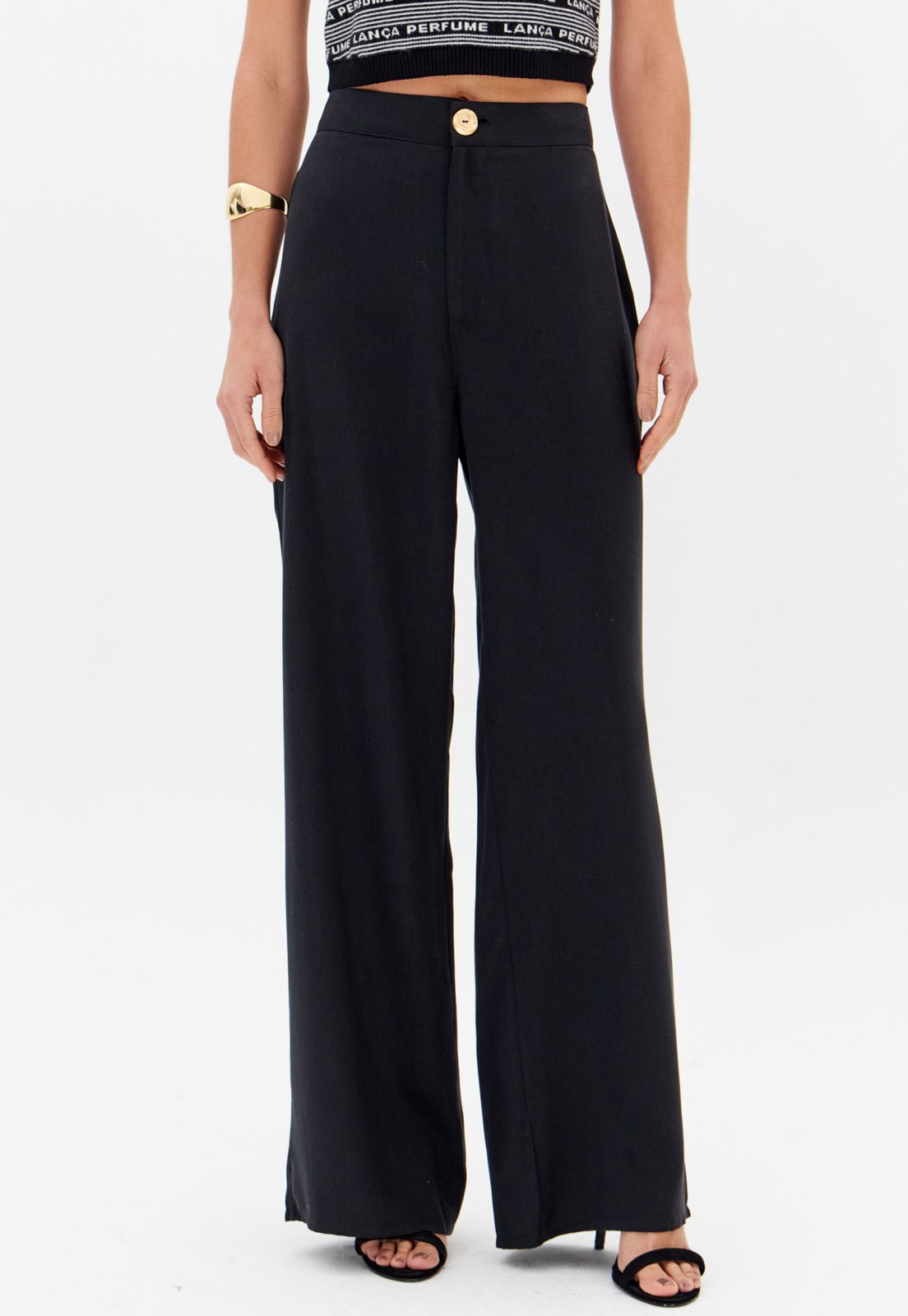 Calça Feminina Lança Perfume Wide Leg Preta