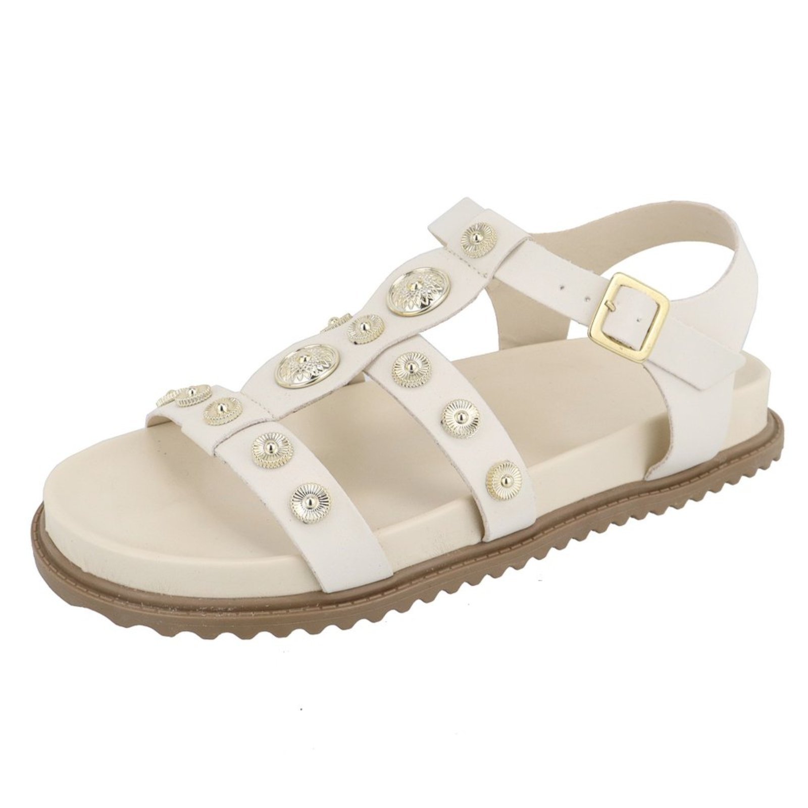 Papete Sandalia Fivela Rasteira Lançamento Off White Vianza
