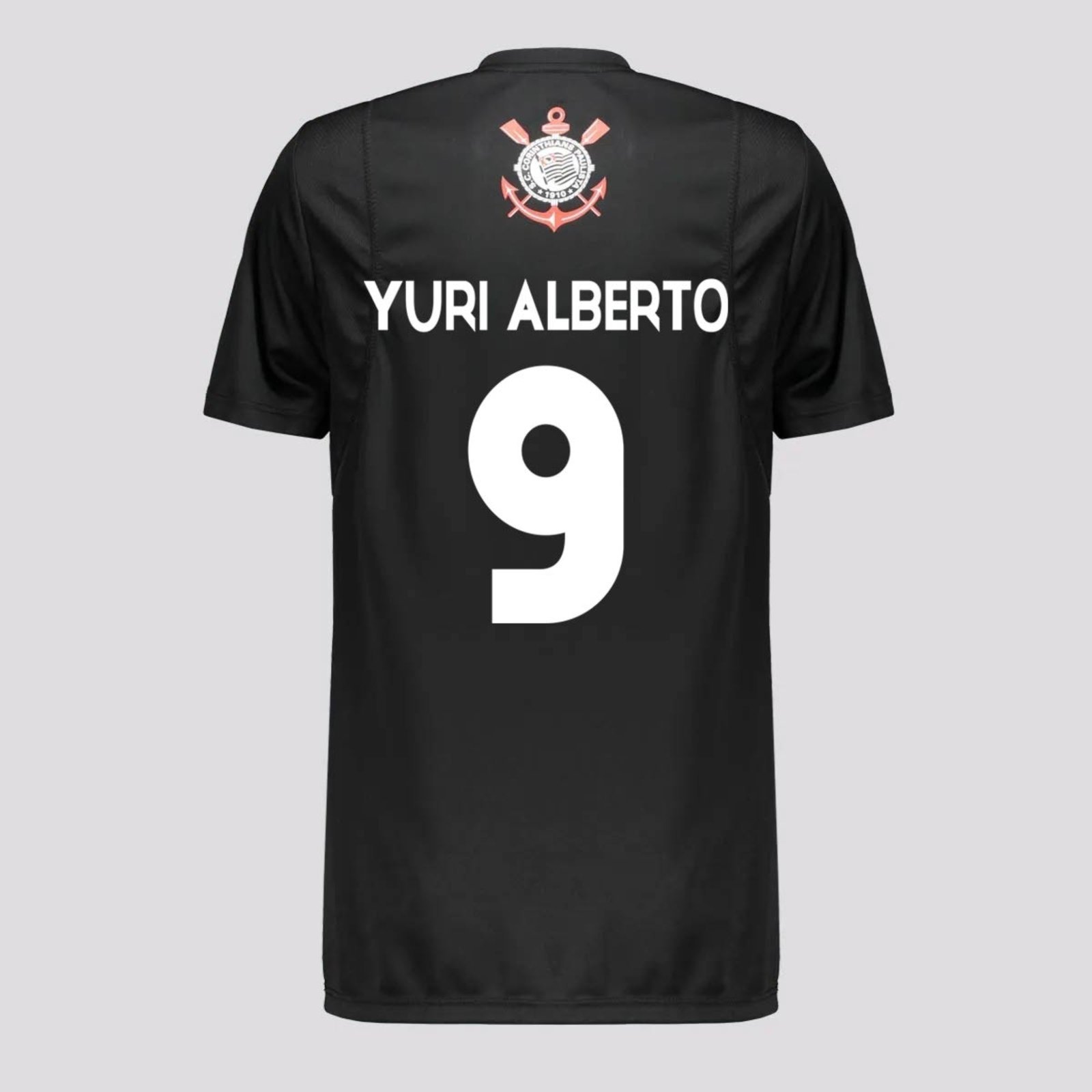 Infantil - Camisa Corinthians Yuri Alberto 9 Logo Preta