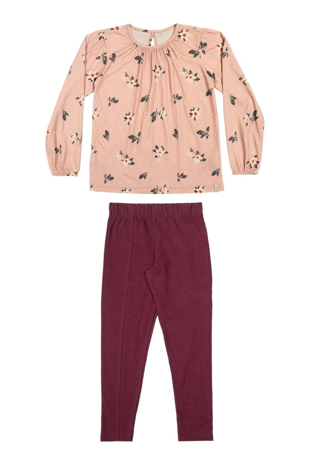 Infantil - Conjunto Menina Floral Franzidos Elian Rosa