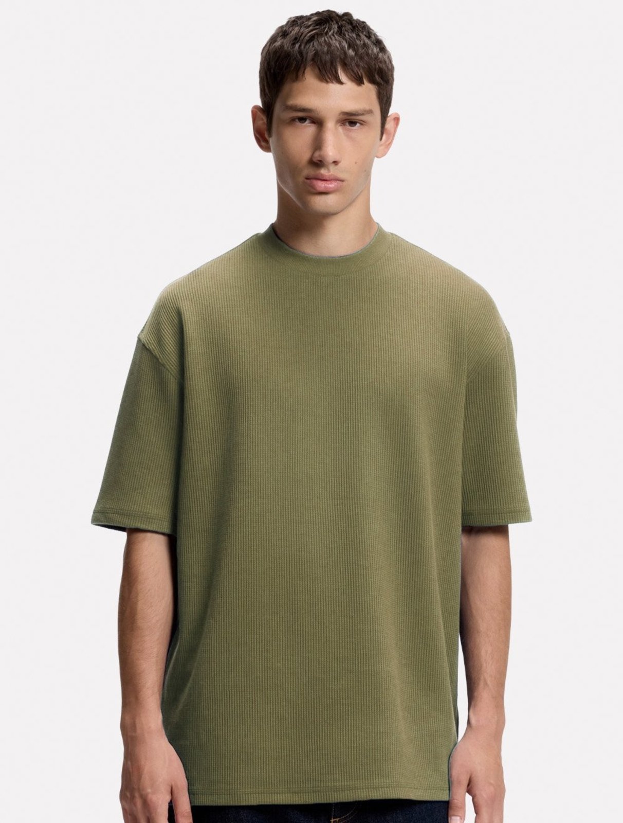 Camiseta Hugo Boss Masculina Regular Nuwaffle Verde Médio