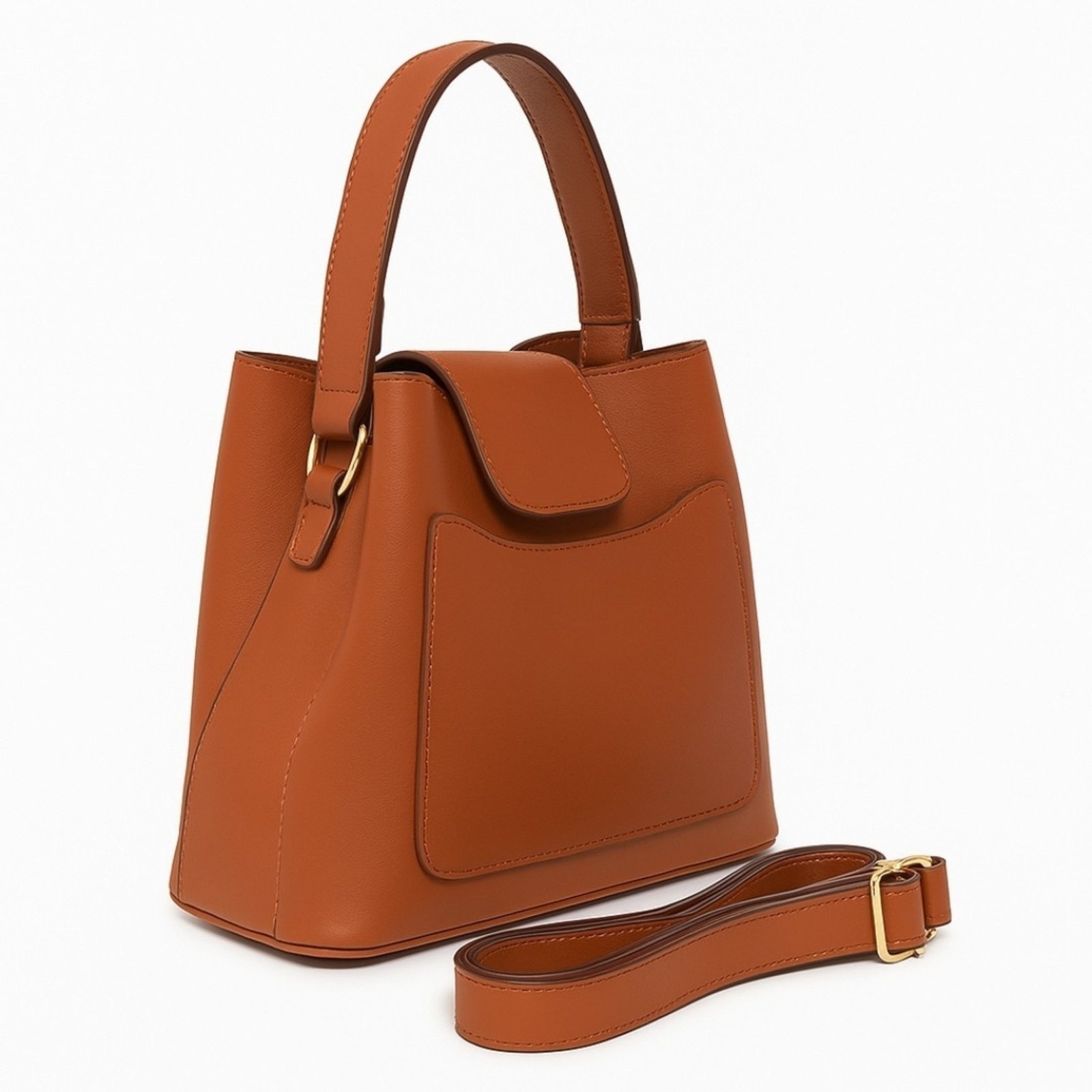 Bolsa Saquinho Com Alça De Mão Willibags + Alça Transversal Removível E Ajustável – Caramelo