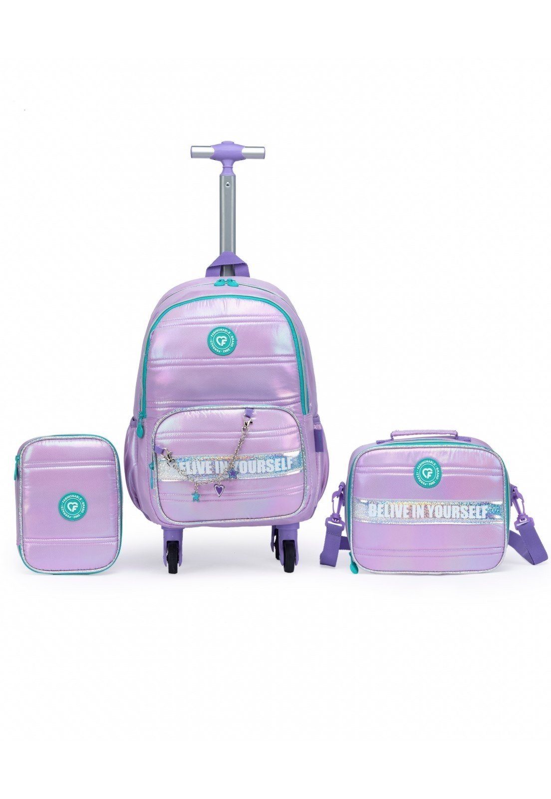 Infantil - Kit Mochila Estojo Lancheira Escolar Juvenil Feminina Reforçada Ferrazzi
