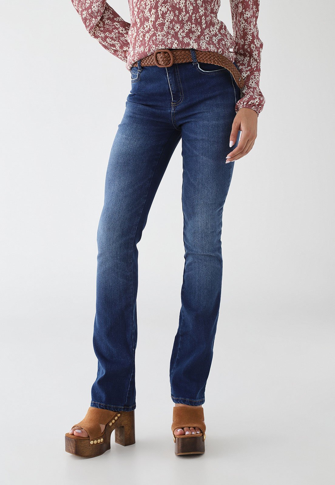 Calça Jeans Feminina Colcci Jeans Reta Azul Médio