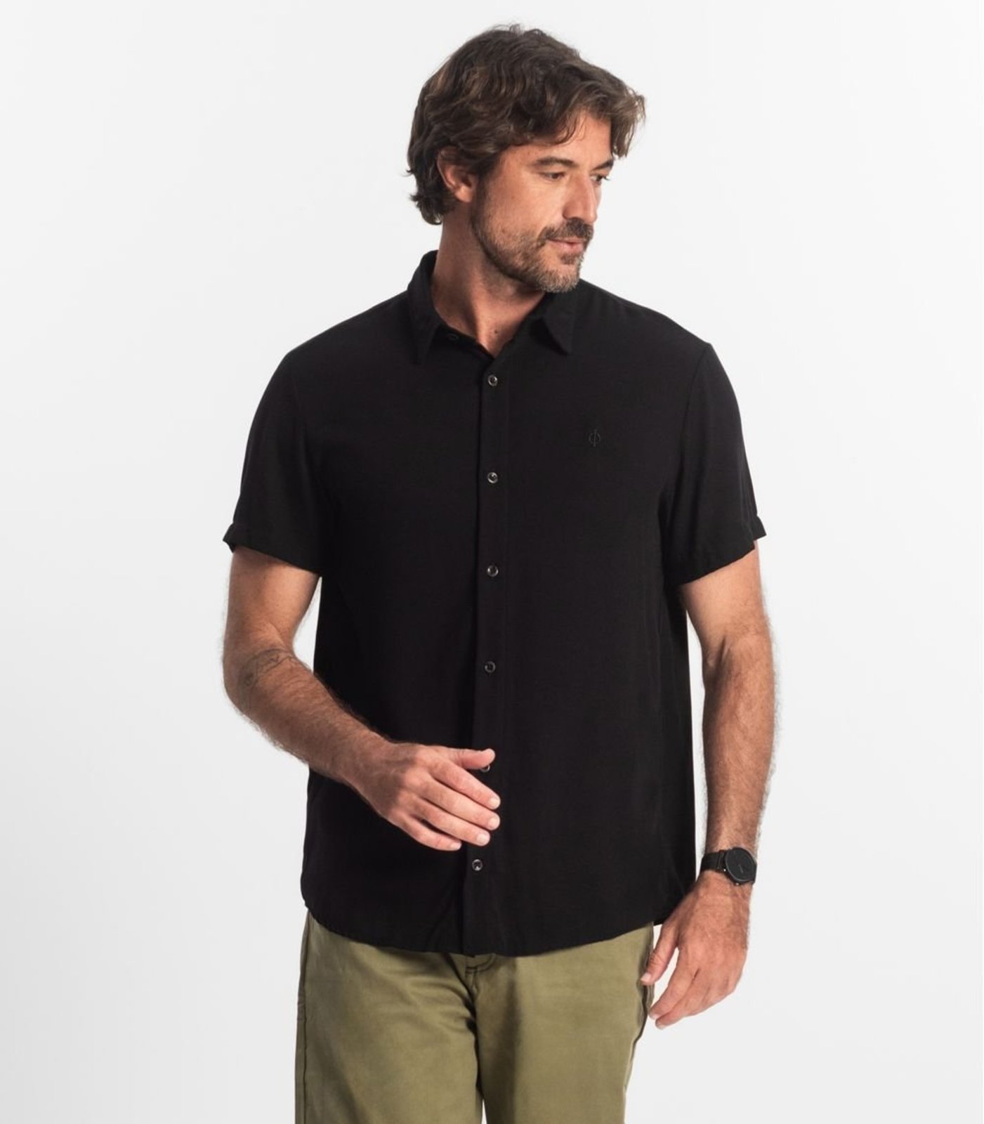 Camisa Masculina Viscose Diametro Preto