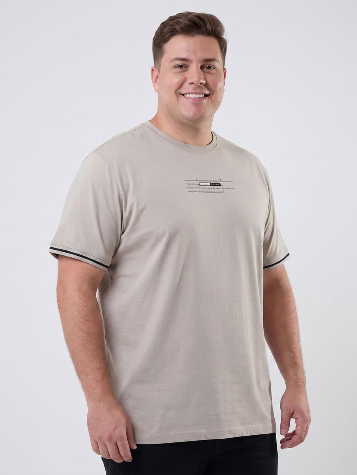 Camiseta Manga Curta Plus Size Masculina CINZA
