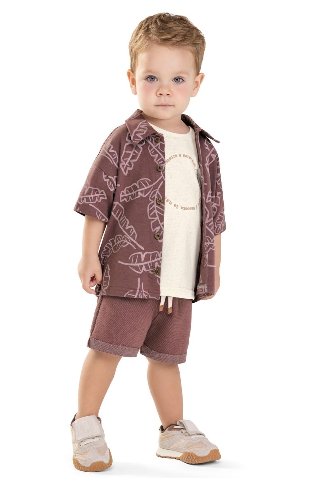 Vista 3 Infantil - Conjunto Menino Social Tropical Colorittá marrom Colorittá marrom