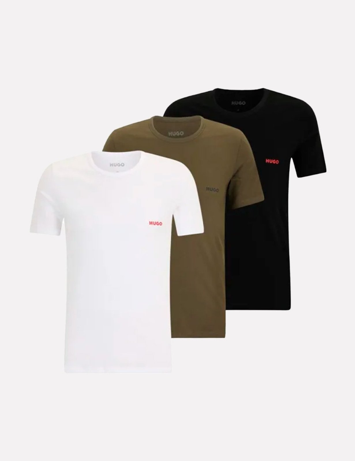 Kit Camisetas Hugo Boss Masculina Slim Verde Militar/Branca/Preta 3UN