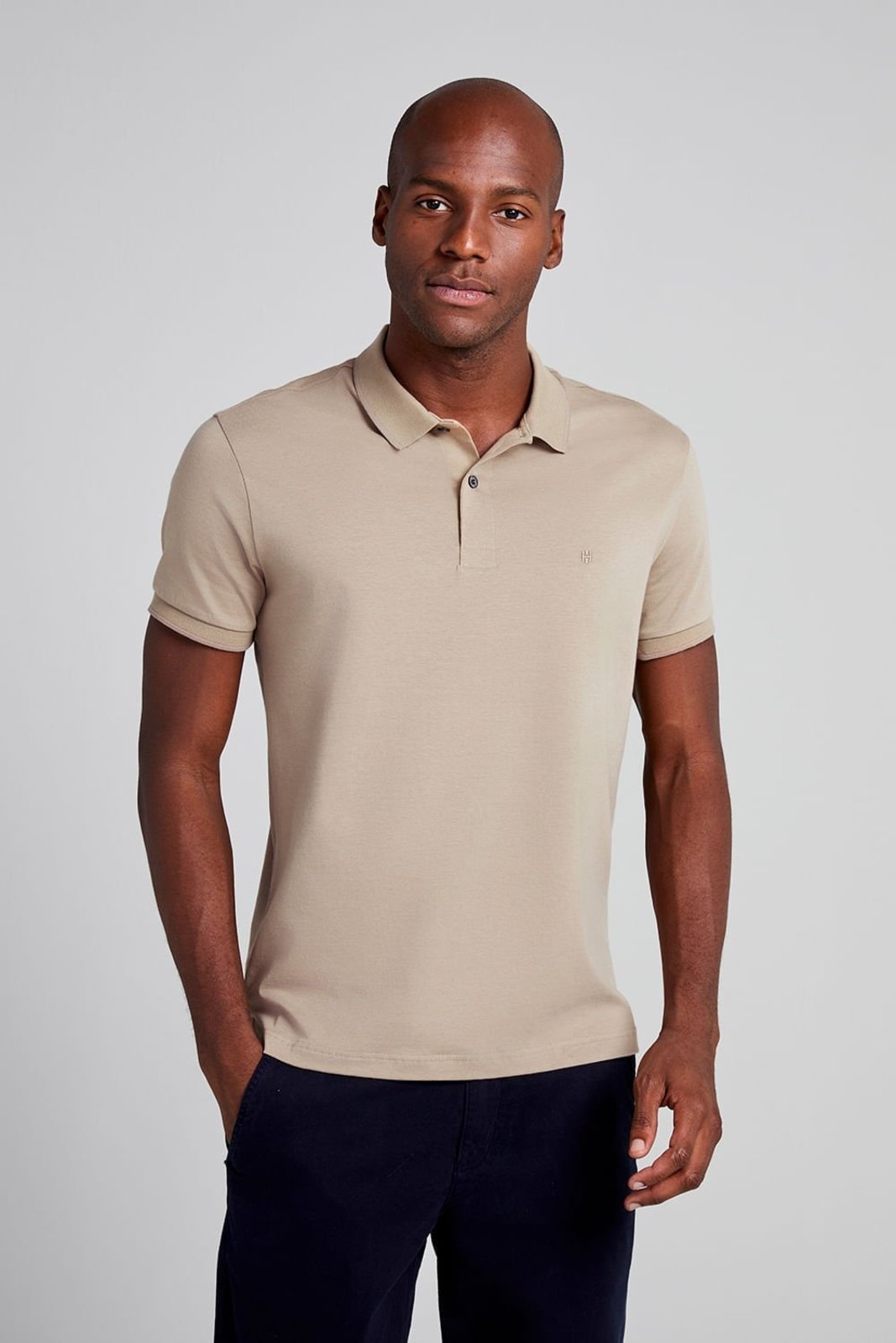 HIGHSTIL Camisa Polo Malha Slim Fit - Marrom Médio / Marrom