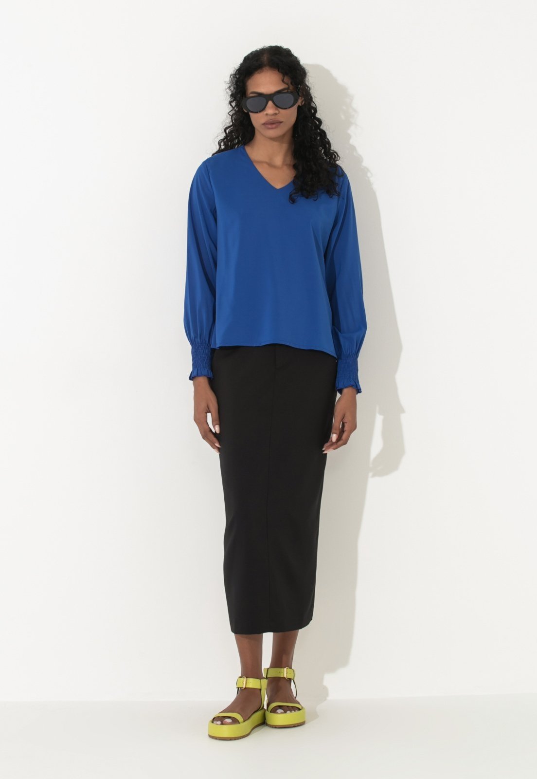 Vista 3 Blusa Traymon Manga Longa Com Lastex Bic azul Traymon azul