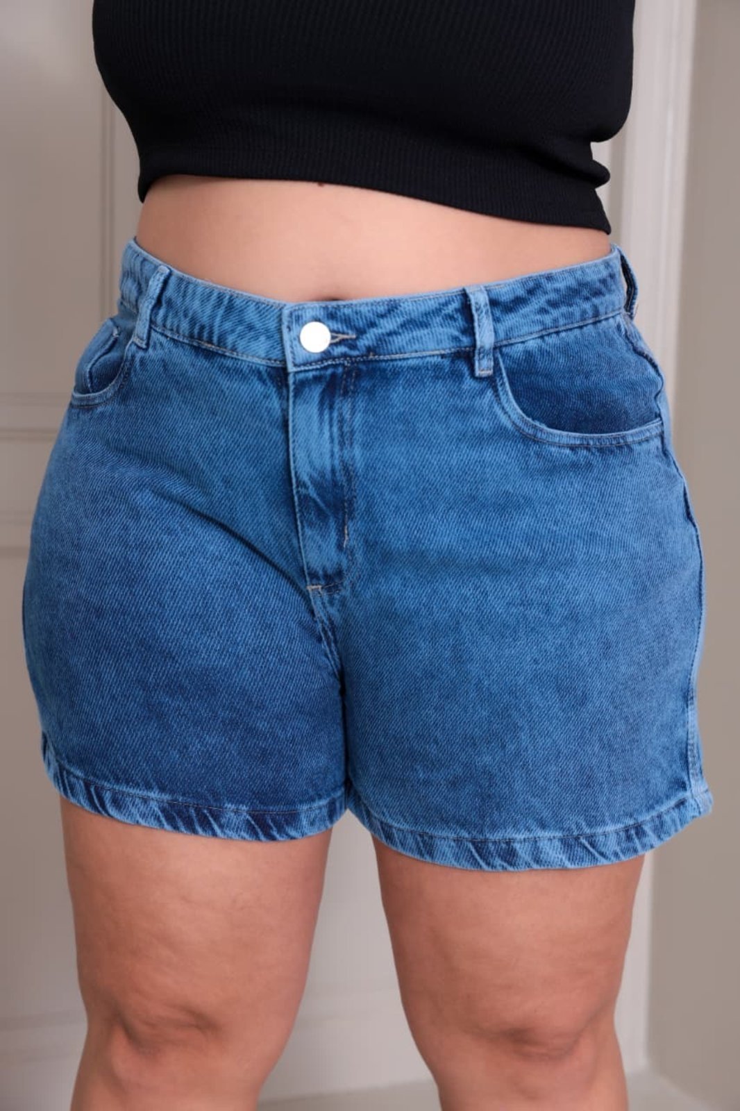 Bermuda Plus Size Meia Coxa Manchada Alleppo Jeans Lua