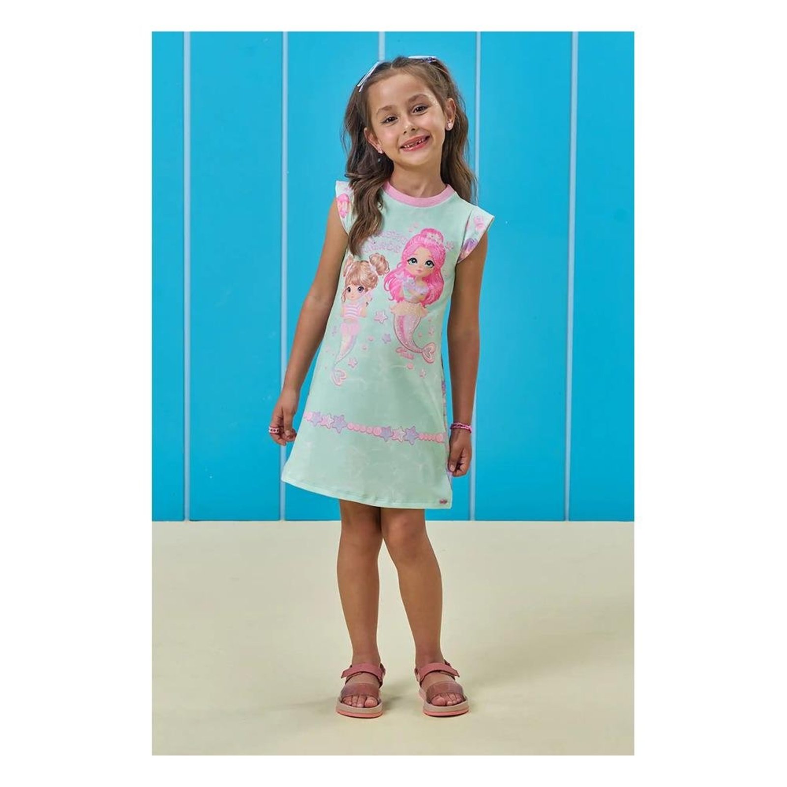 Infantil - Vestido Verde Sereia KUKIE 10 Verde
