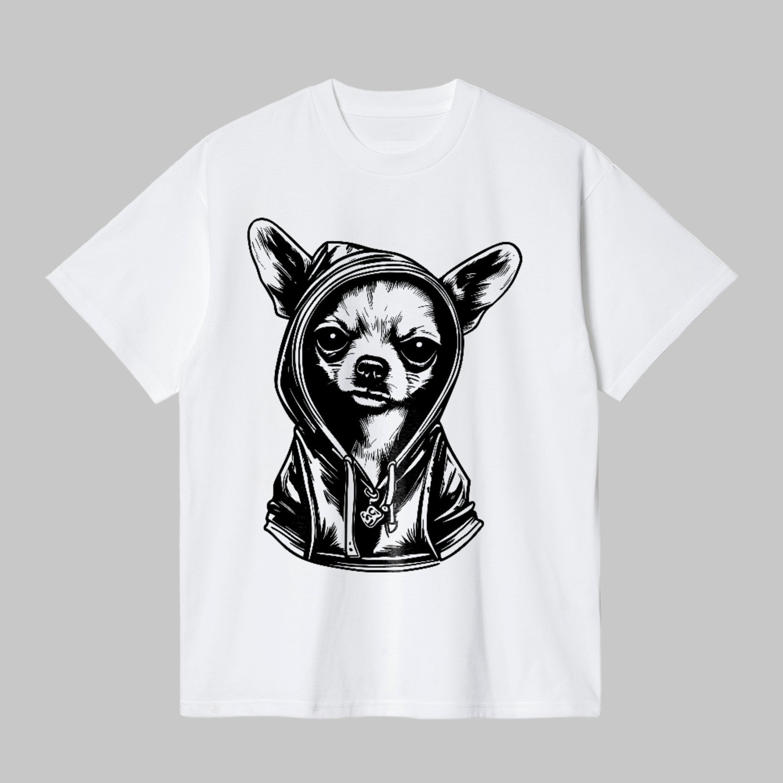 Camiseta Básica Chihuahua Estilo Streetwear Pet Fashion Branco
