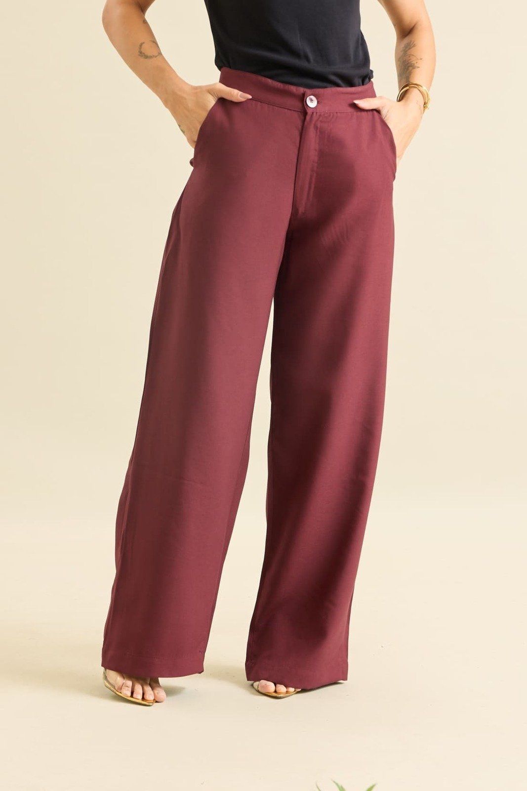 Calça Pantalona Feminina em Viscose Lemier Collection