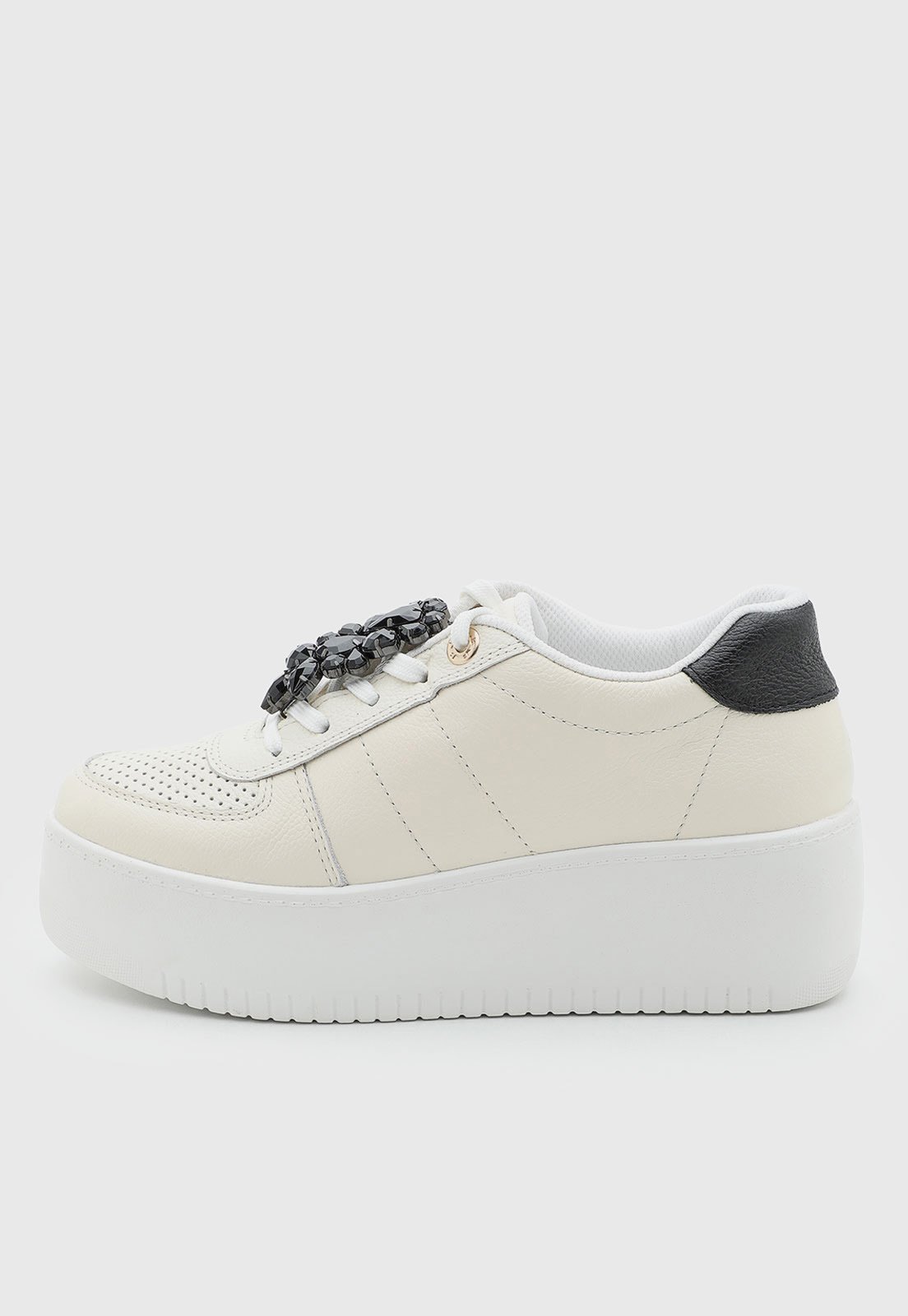 Tênis Feminino Jorge Bischoff Couro Plataforma Off-white