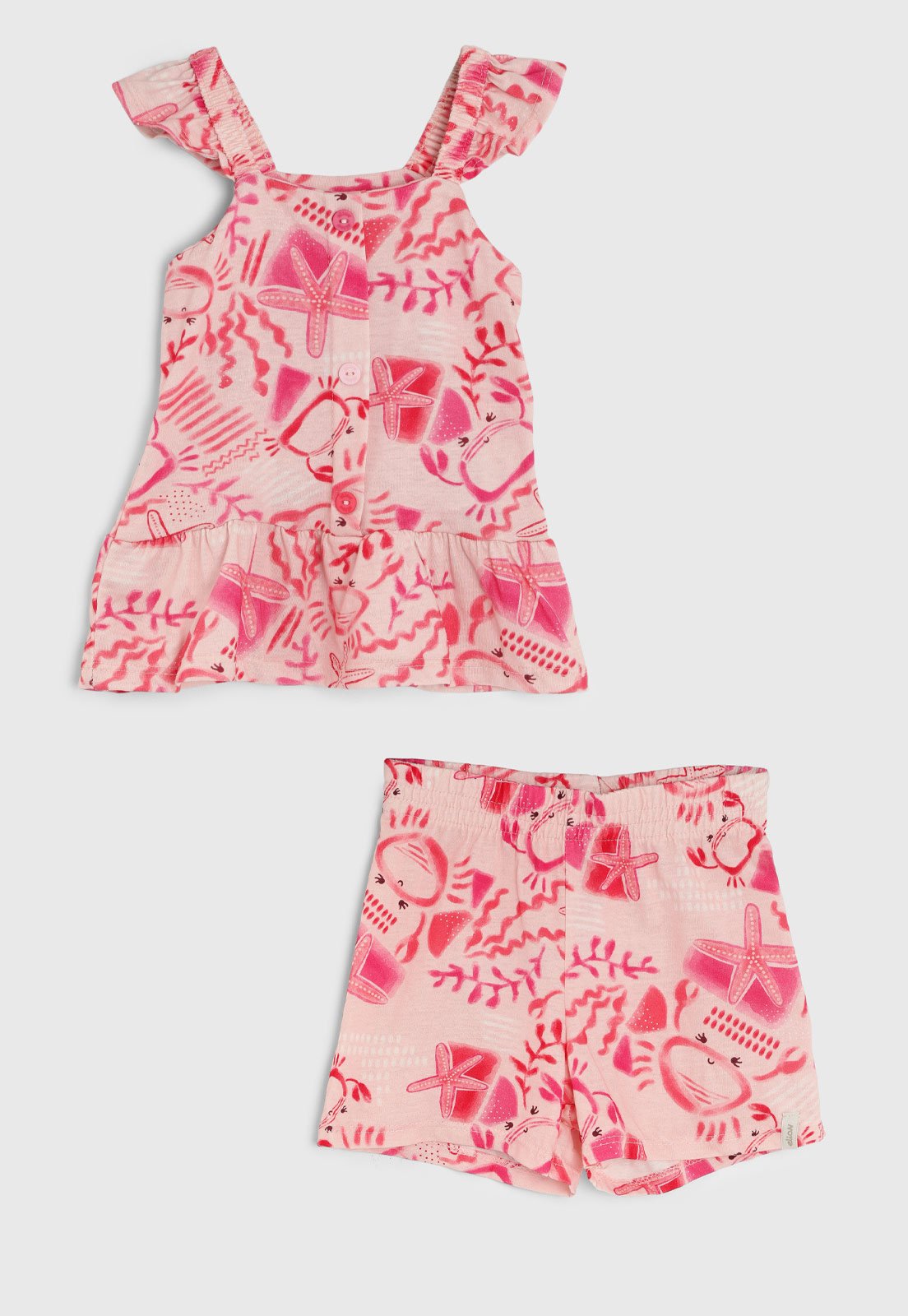 Infantil - Conjunto Curto Elian Estampa Marinha Rosa
