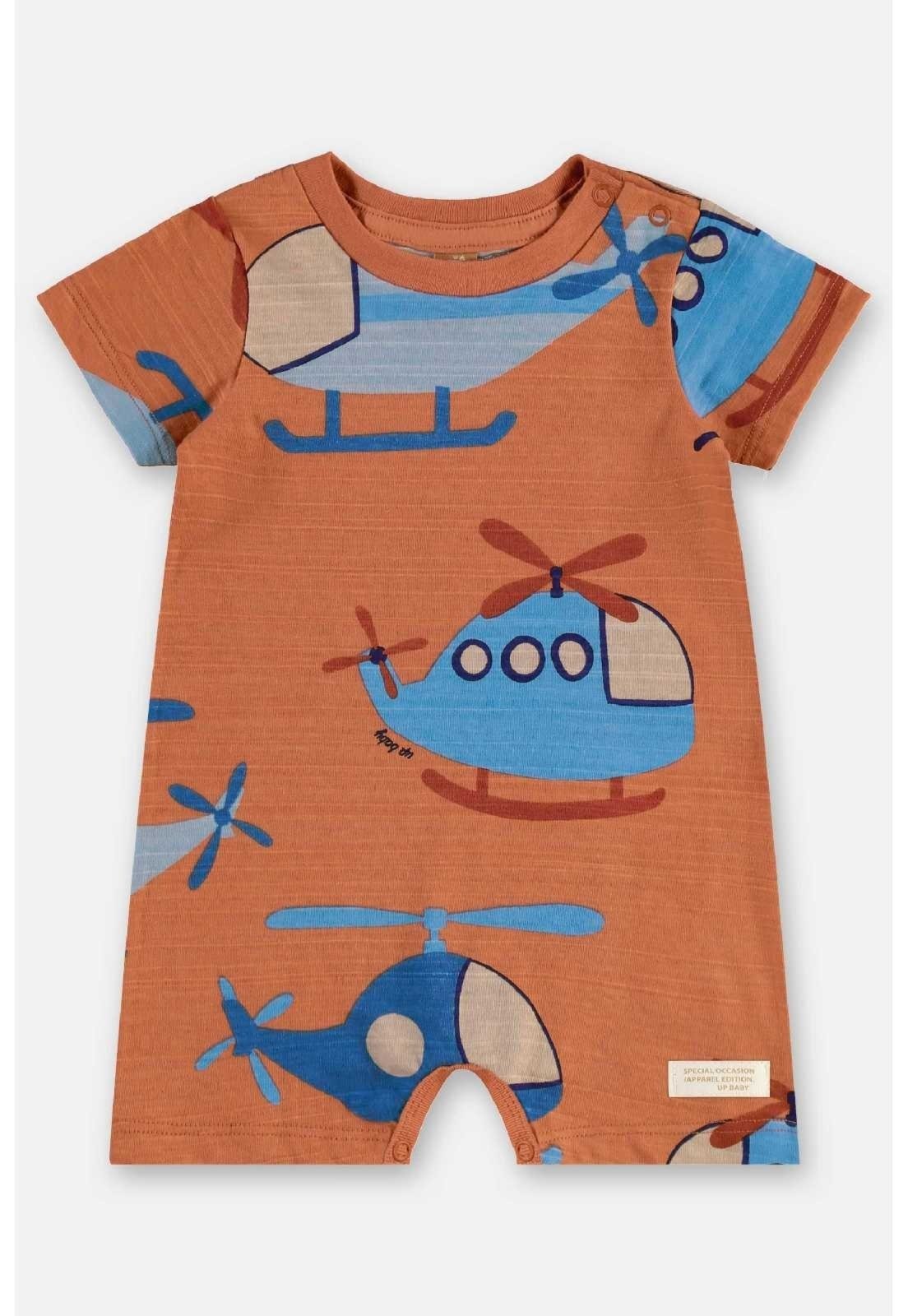 Infantil - Macaquinho Estampado para Menino Up Baby Marrom