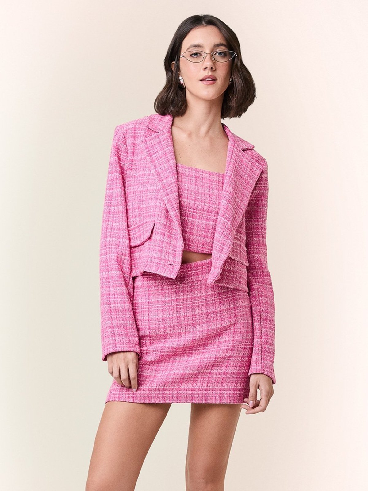 Blazer de Tweed Rosa