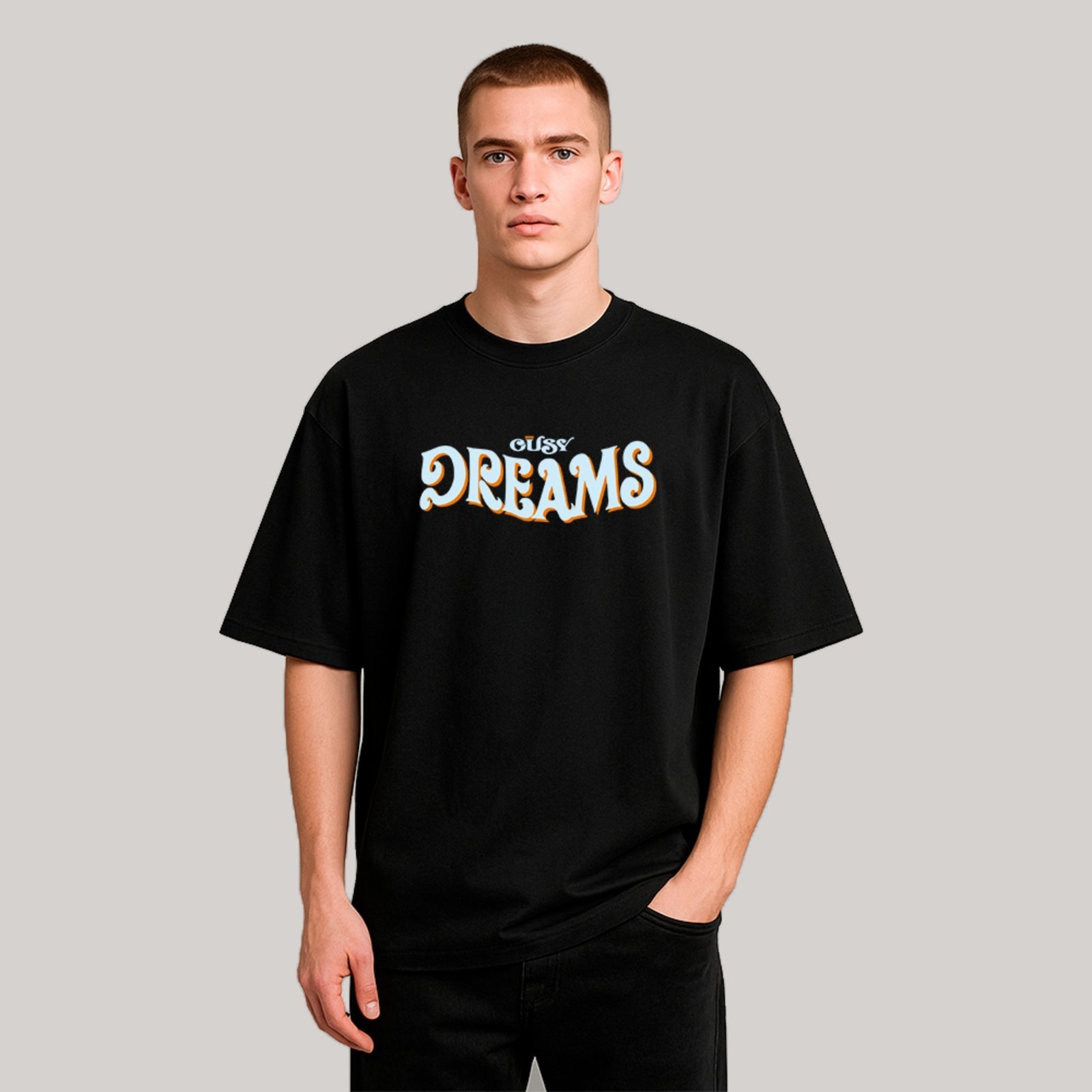 Camiseta Masculina Ousy Streetwear Oversized Preta