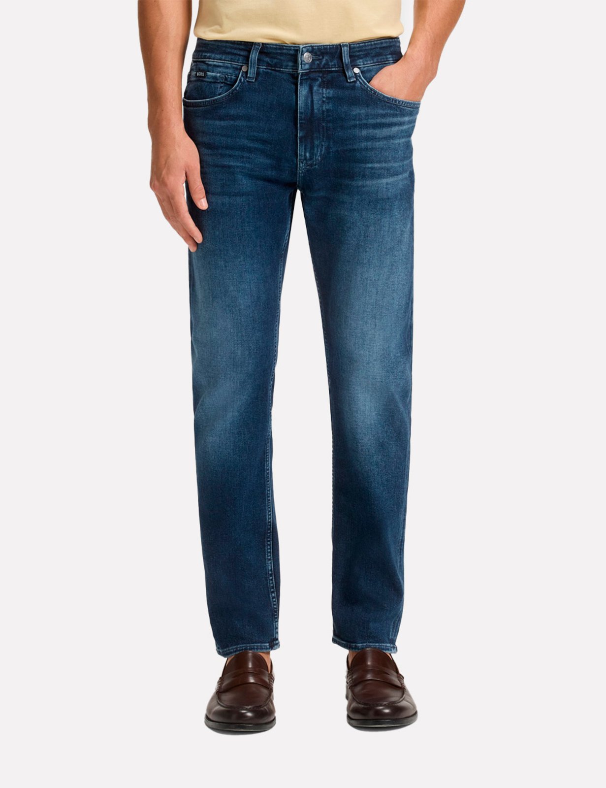 Vista 2 Calça Hugo Boss Masculina Jeans Slim Fit C-Delaware Escuro azul Hugo Boss azul