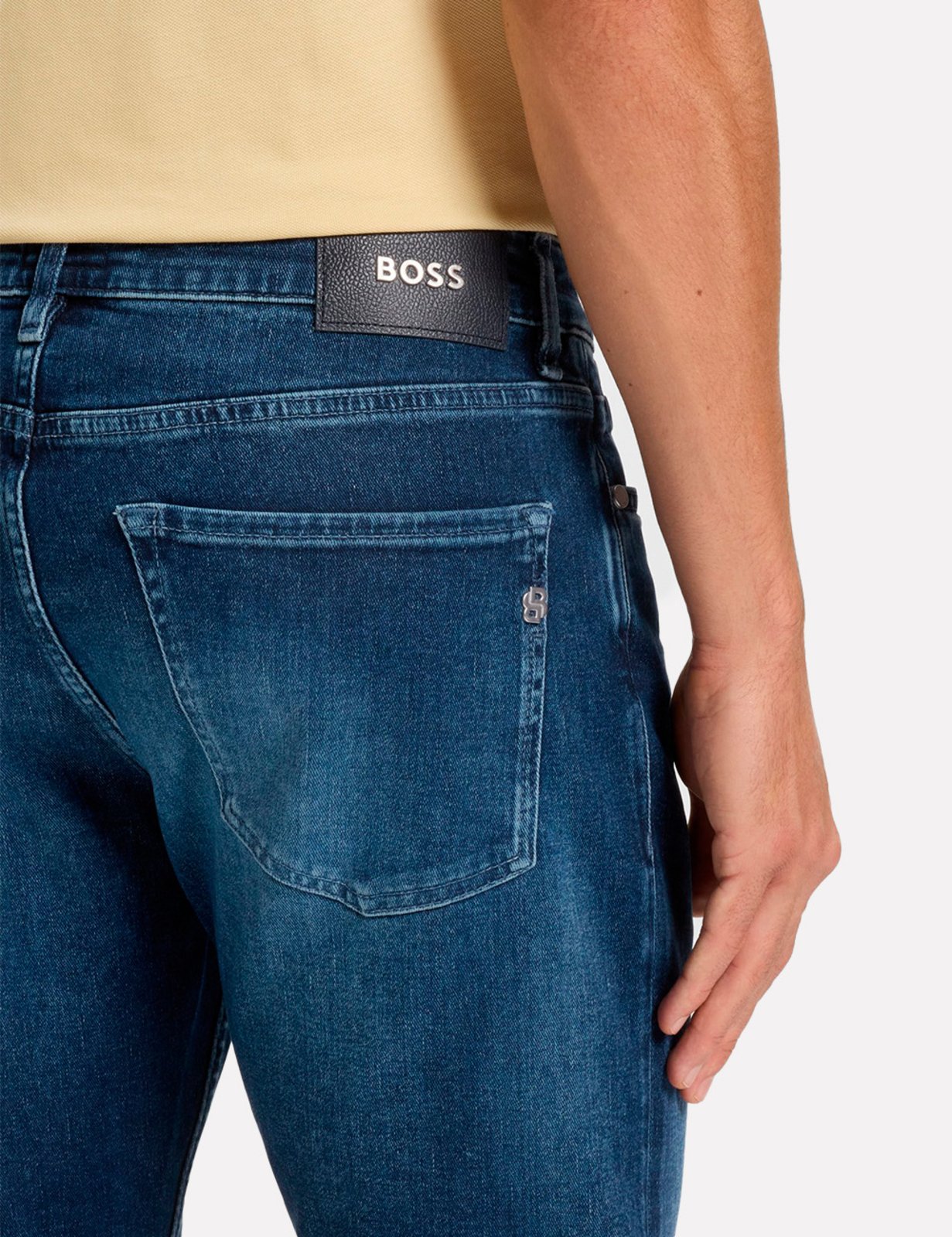Vista 3 Calça Hugo Boss Masculina Jeans Slim Fit C-Delaware Escuro azul Hugo Boss azul