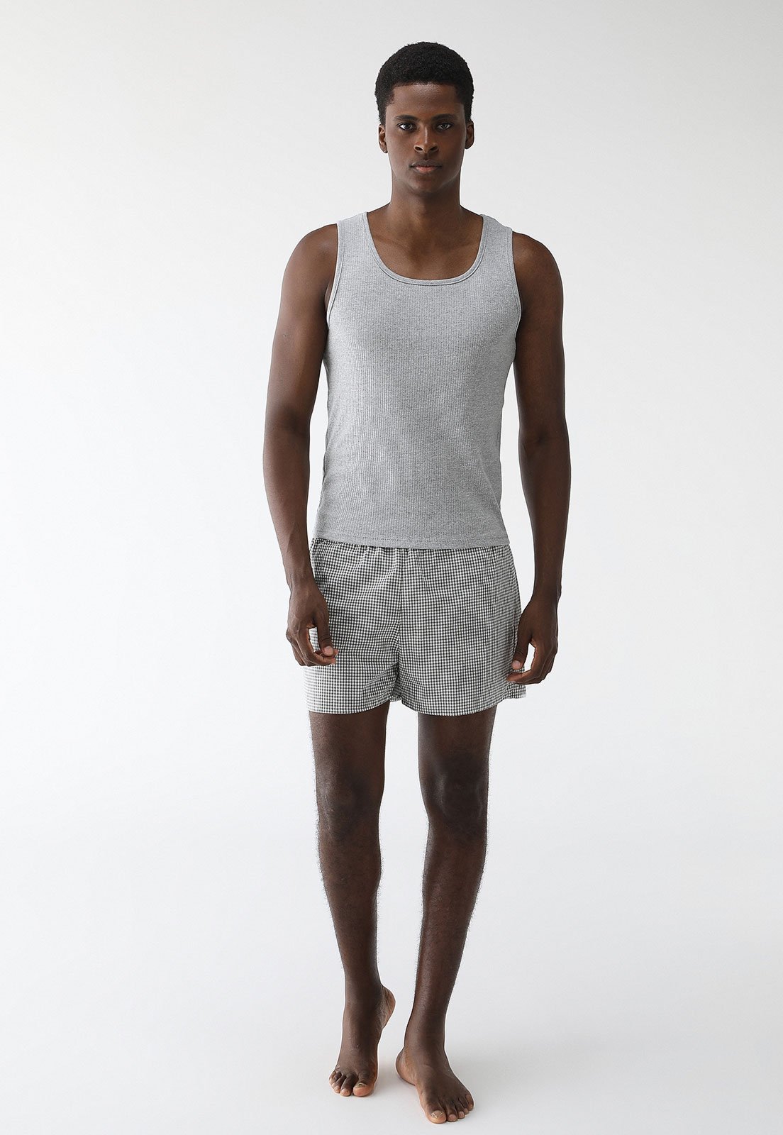 Pijama Hering Curto Regata Plano Core Cinza