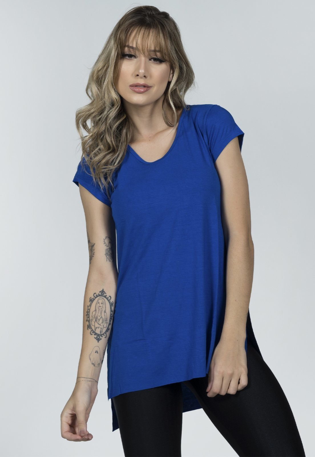 Blusa Bella Fiore Modas Fitness Longa Academia Tapa Bumbum Ju Azul
