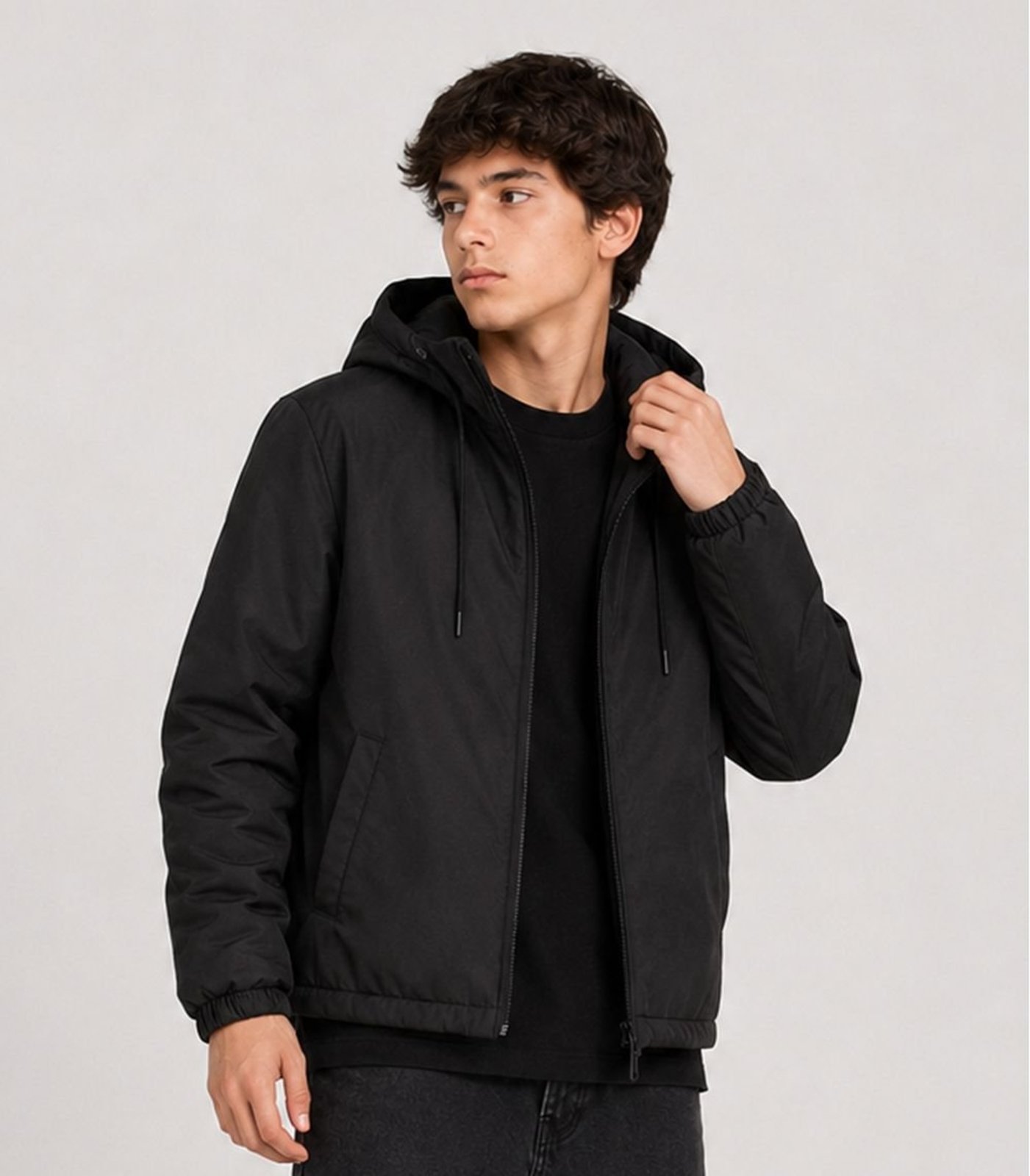 Infantil - Jaqueta Juvenil Masculina Com Capuz Sea Surf Preto
