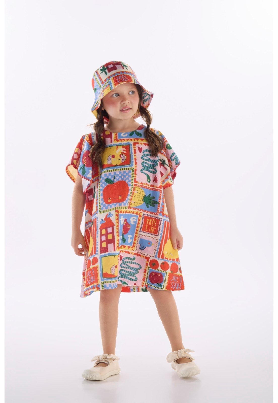 Infantil - Vestido em Viscolinho Três e Já Branco
