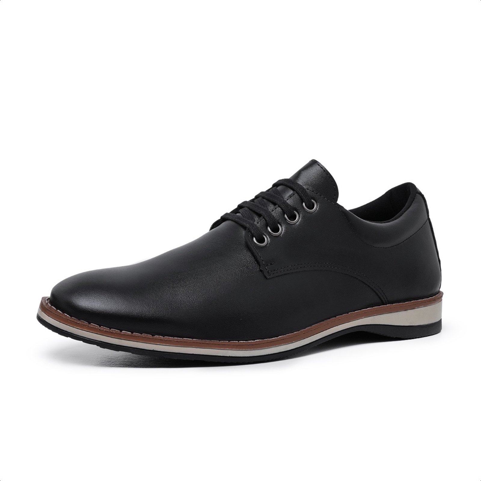 Sapato Social Oxford Masculino com Cadarço Moderno Elegante Preto