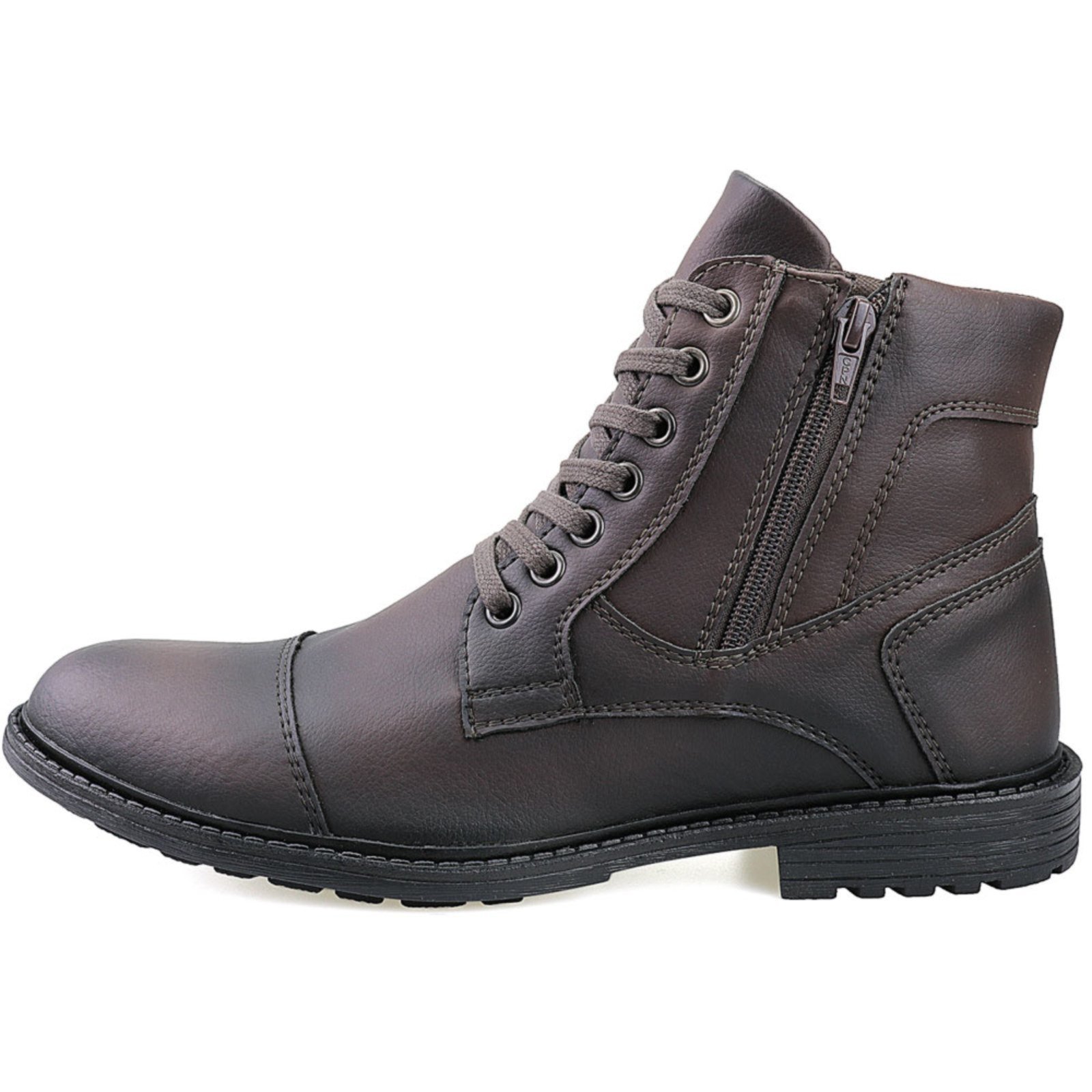 Bota Casual Cano Médio Com Zíper Marrom