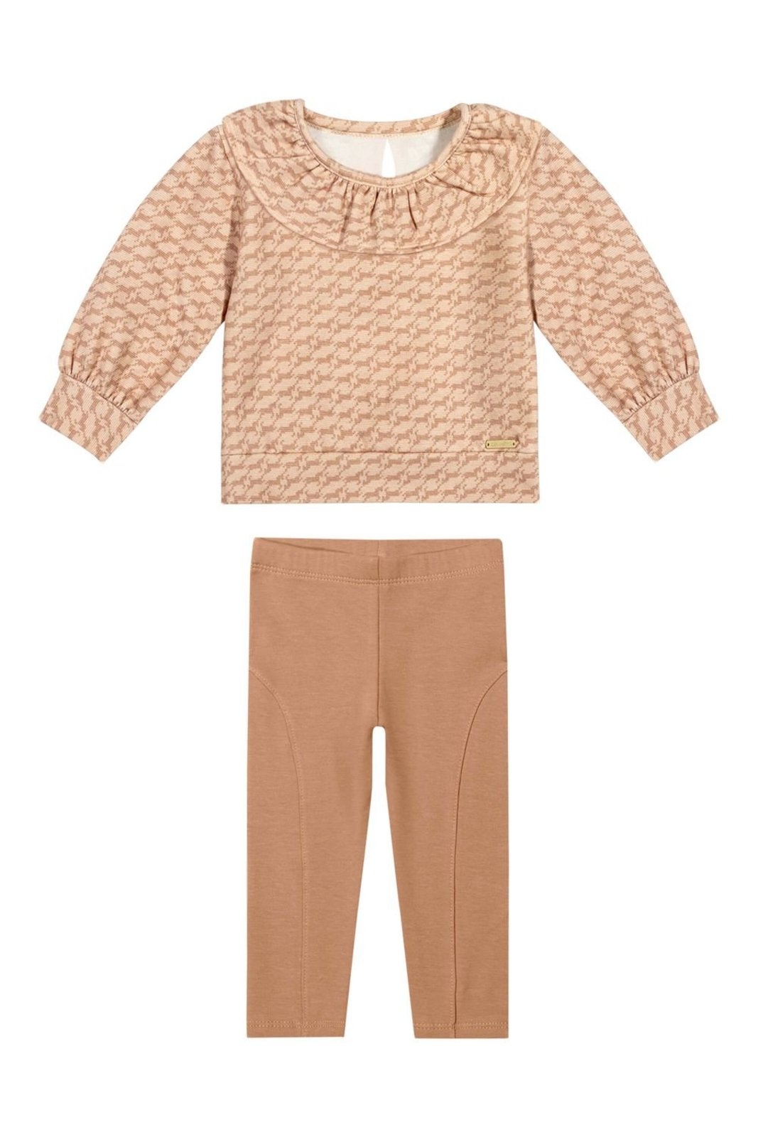 Infantil - Conjunto Longo Menina Pied de Poule Colorittá Marrom