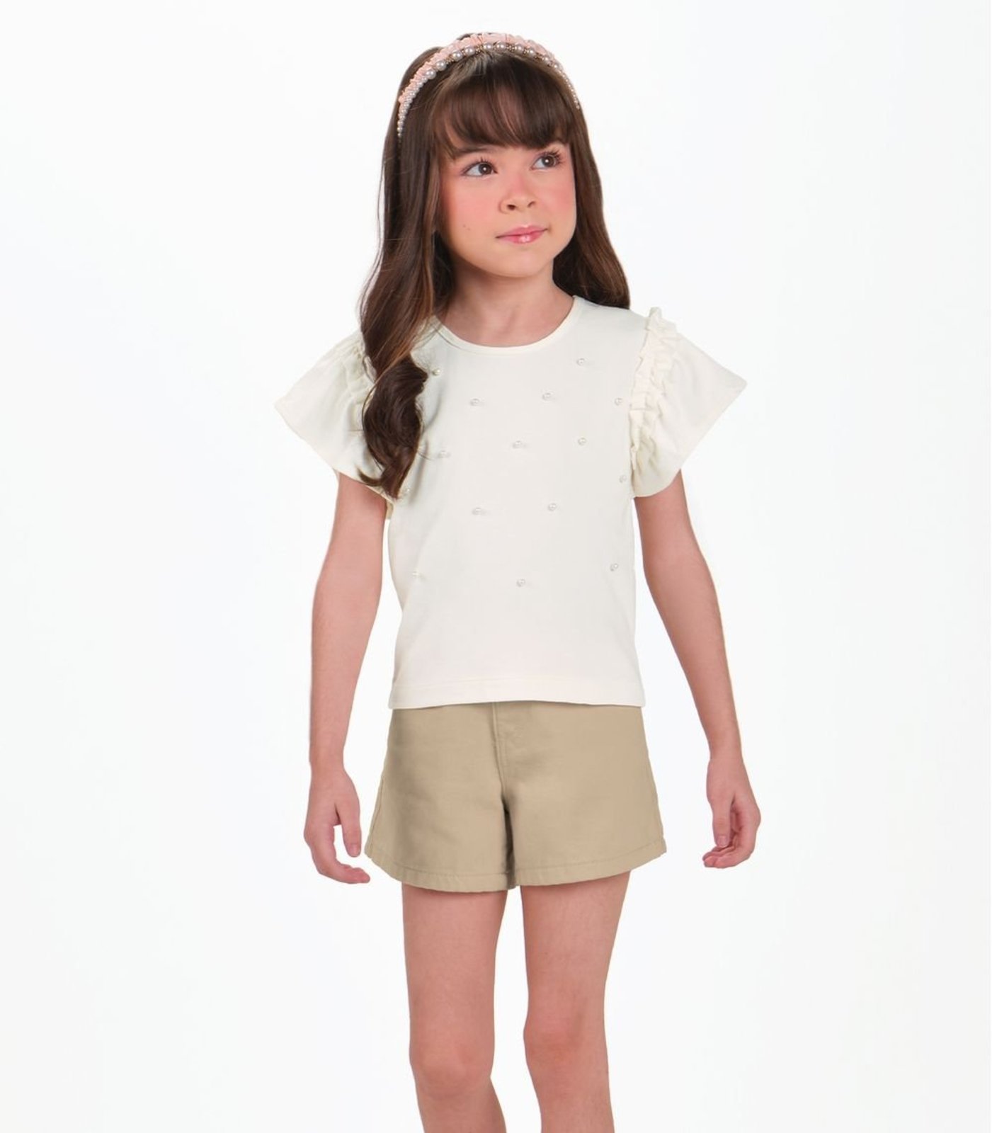 Infantil – Conjunto Camiseta com Shorts Trick Nick Bege