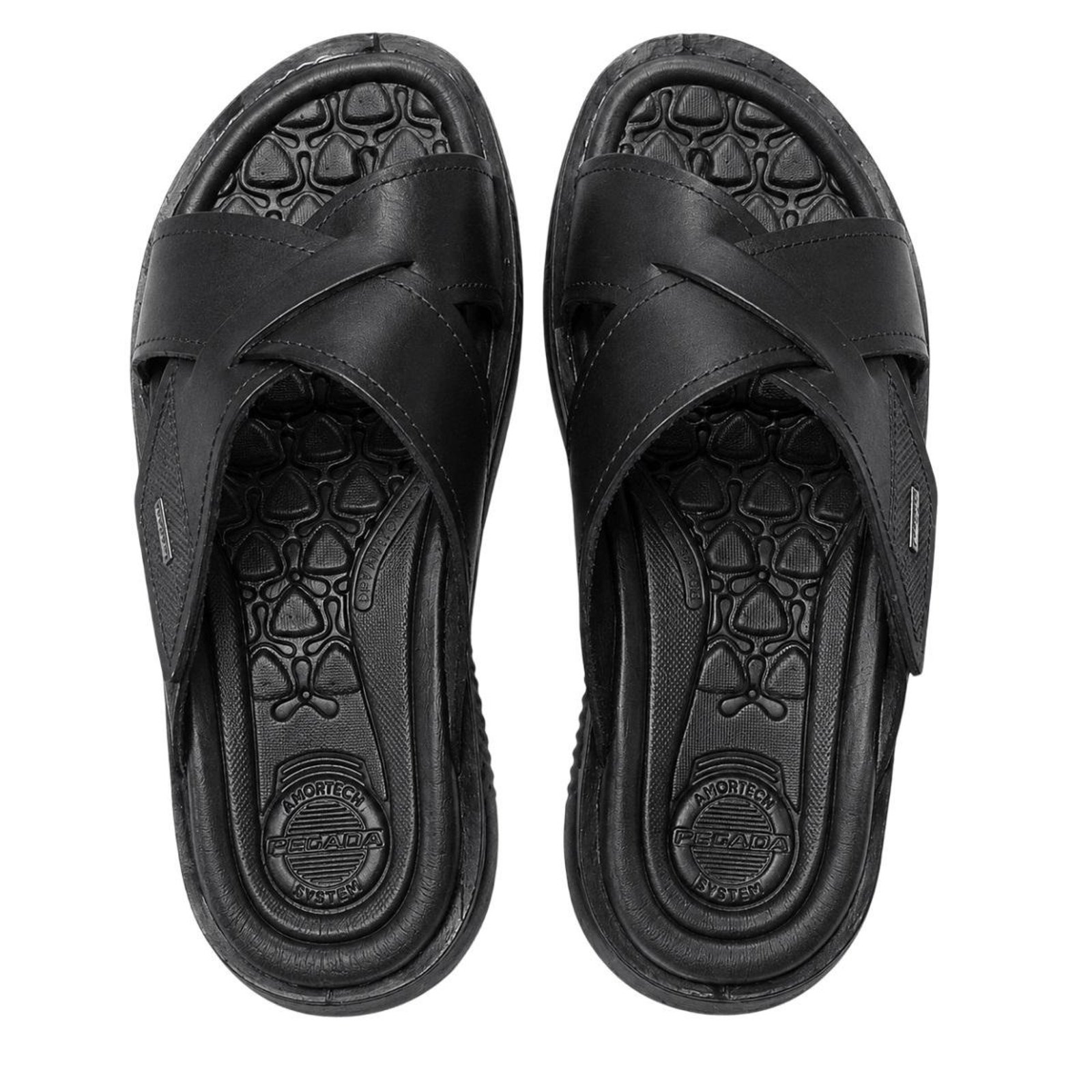 Chinelo Slide Masculino Couro Pegada 133160-03 Preto