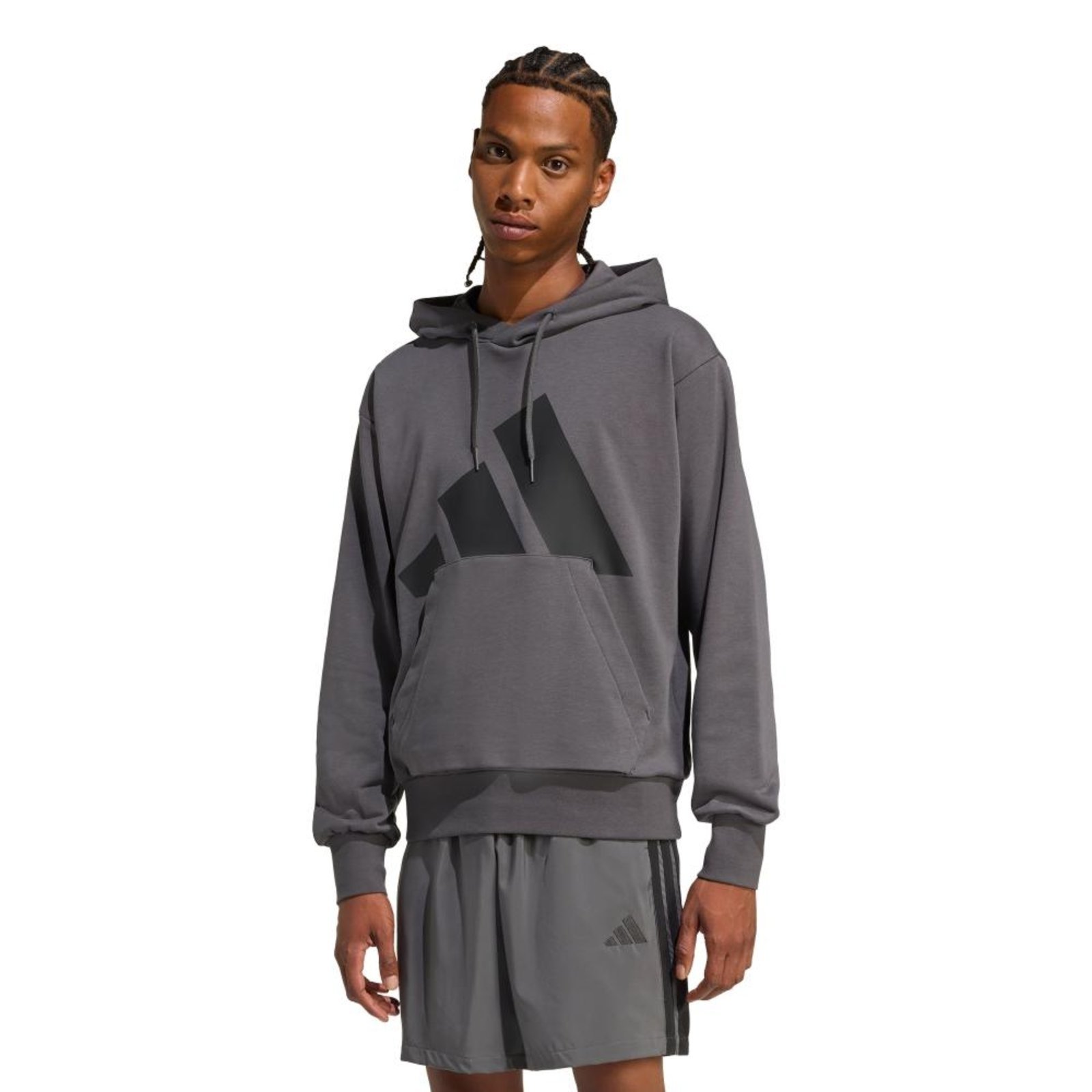 Moletom de Terry Francês com Logotipo Grande Essentials adidas Sportswear Cinza